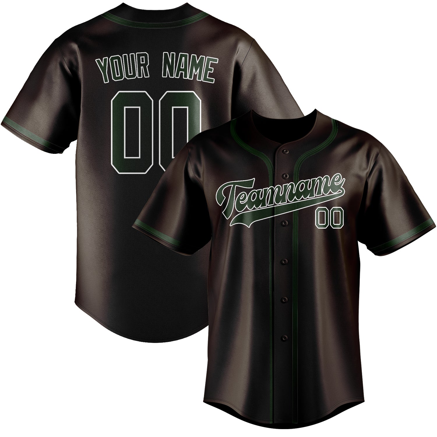 Custom Brown Dark Green Baseball Jersey