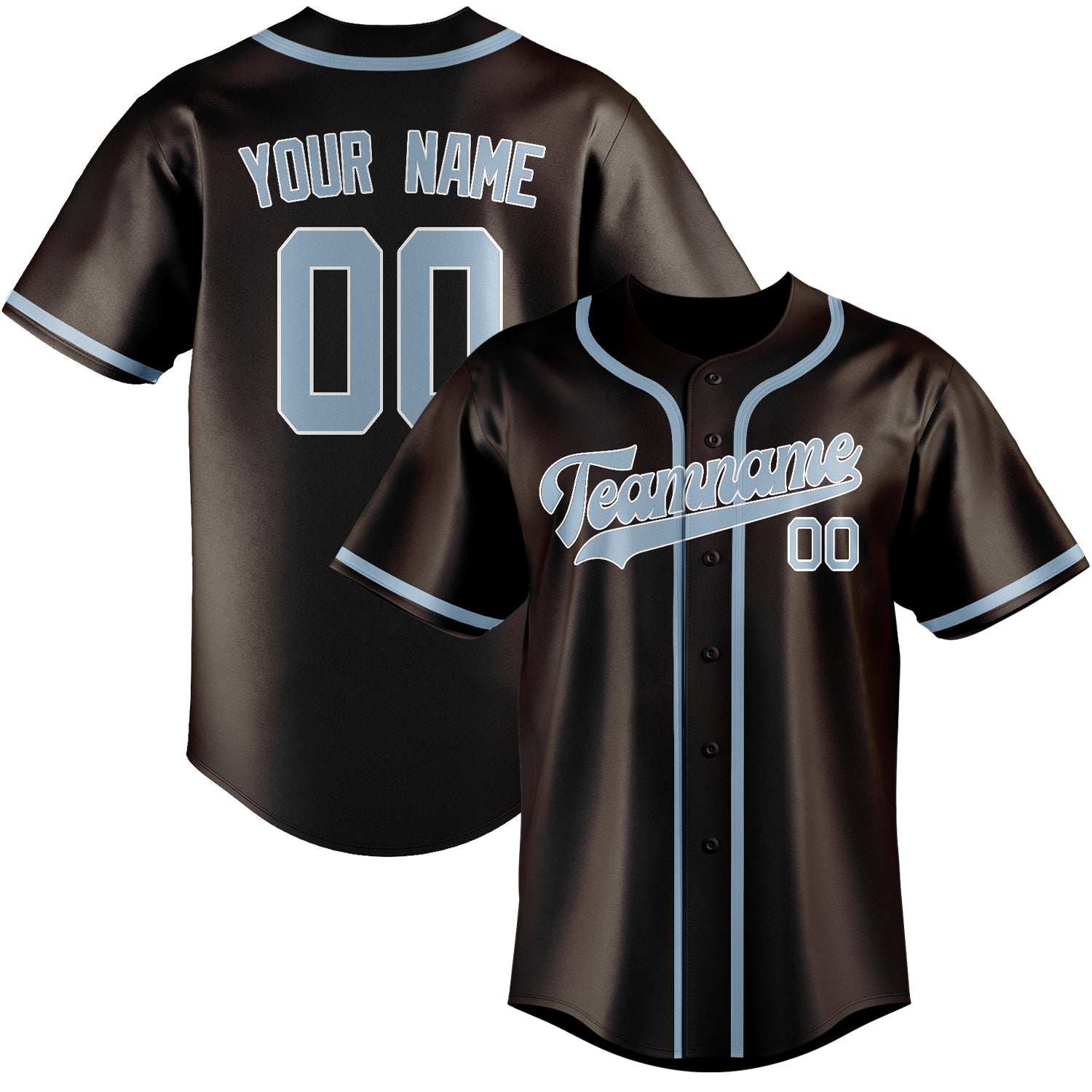 Custom Brown Light Blue Baseball Jersey