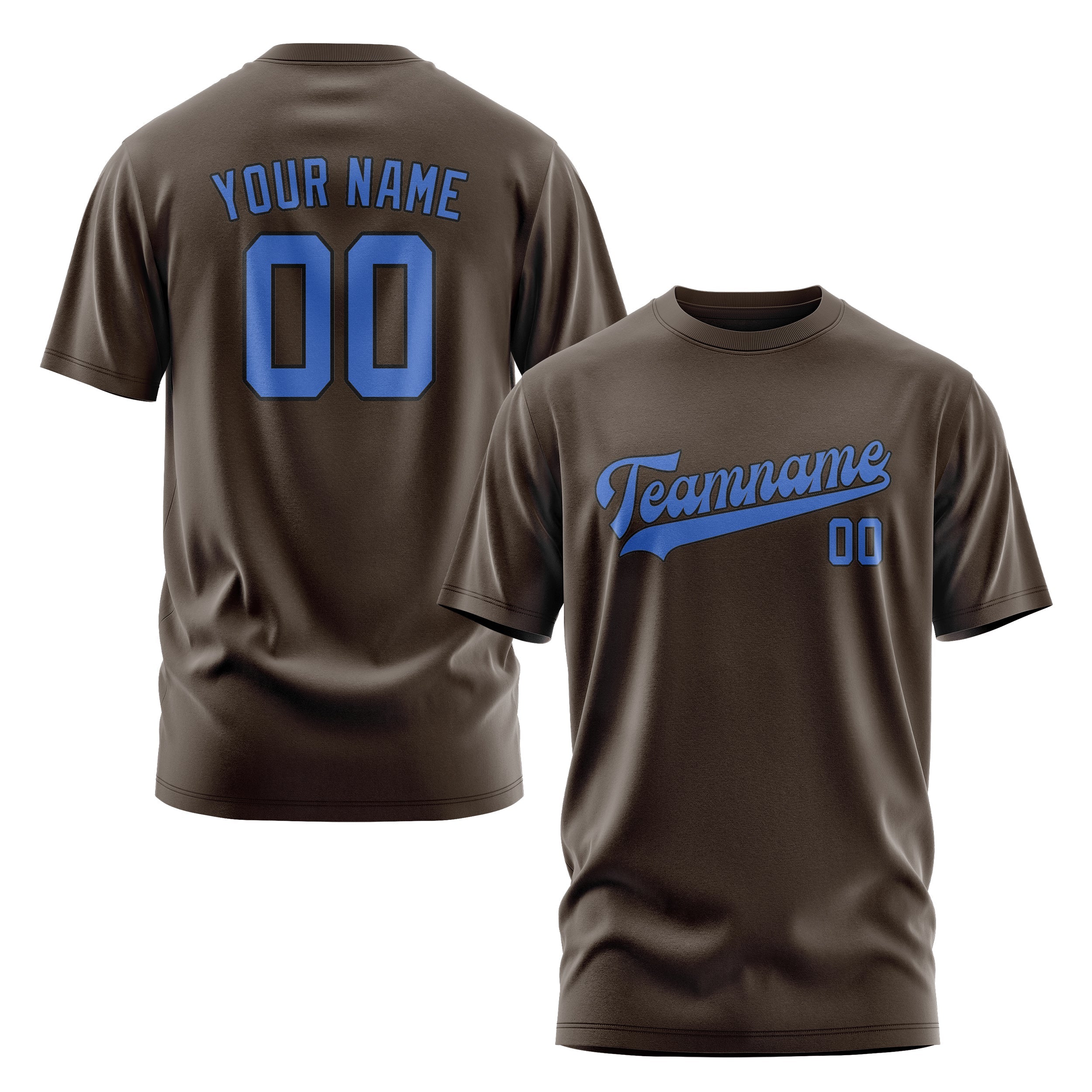 Custom Brown Sky Blue T-Shirt