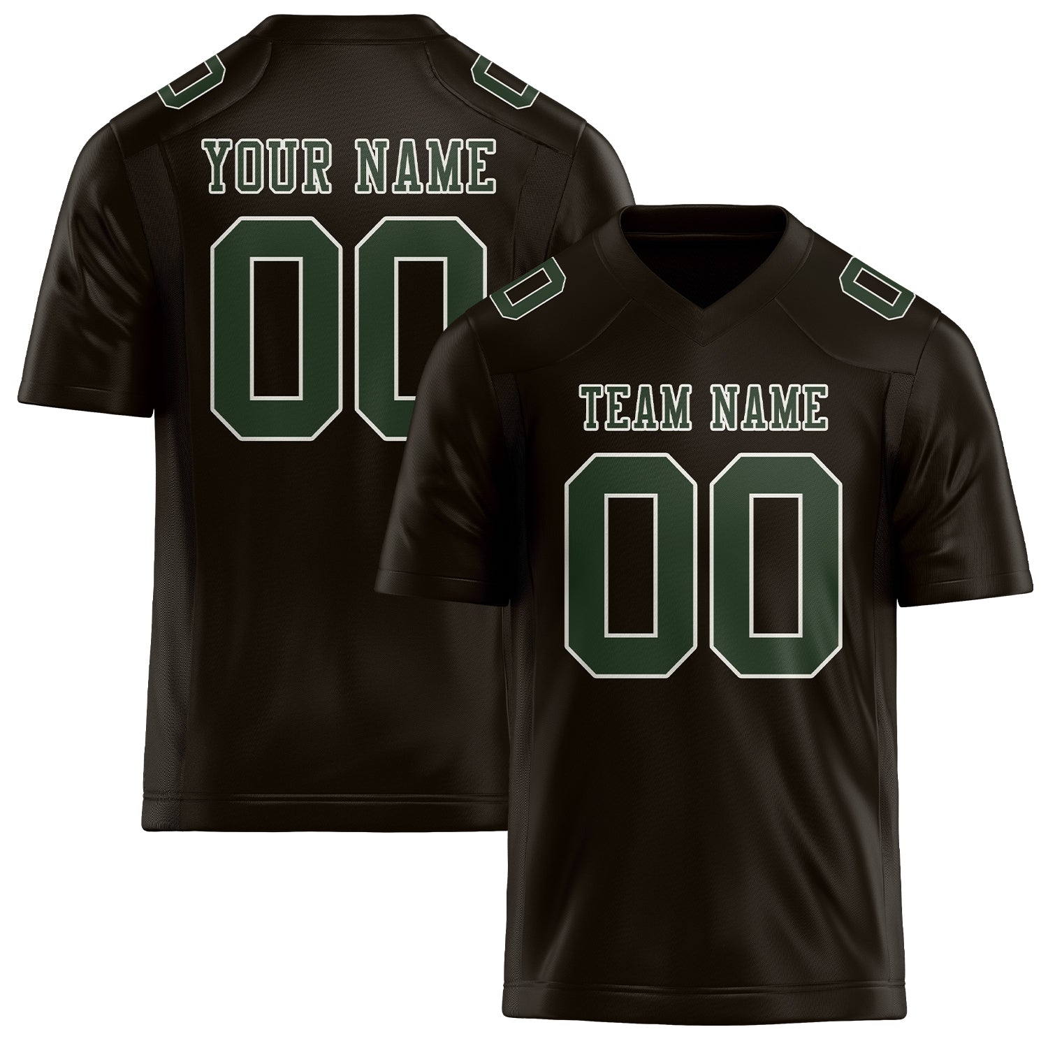 Custom Brown Dark Green Football Jersey