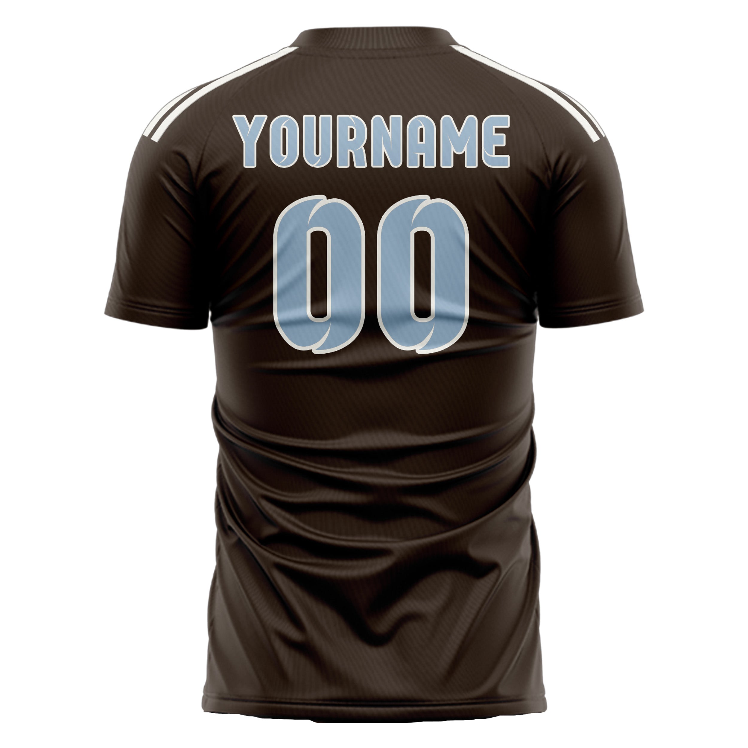 Custom Brown Light Blue Soccer Jersey