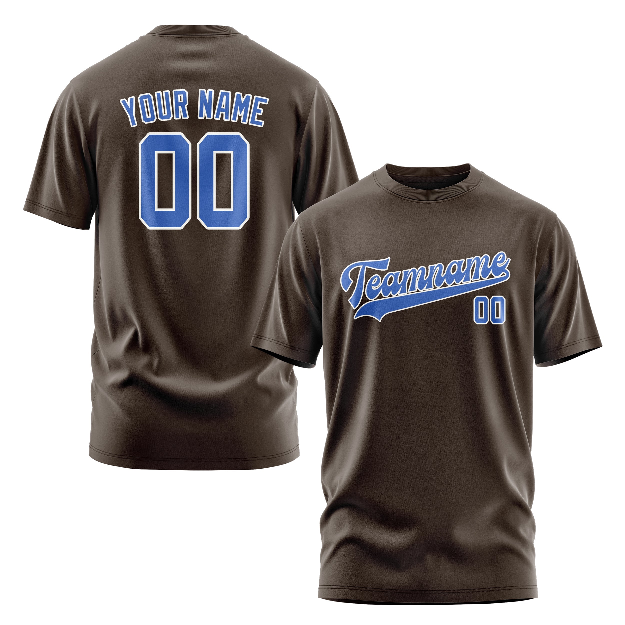 Custom Brown Sky Blue T-Shirt