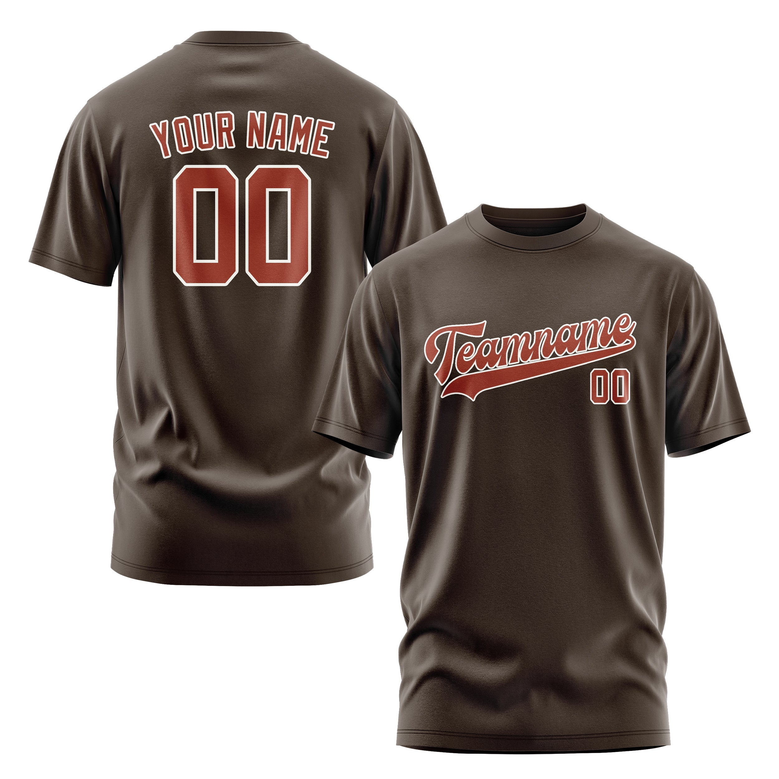 Custom Brown Coral Red T-Shirt