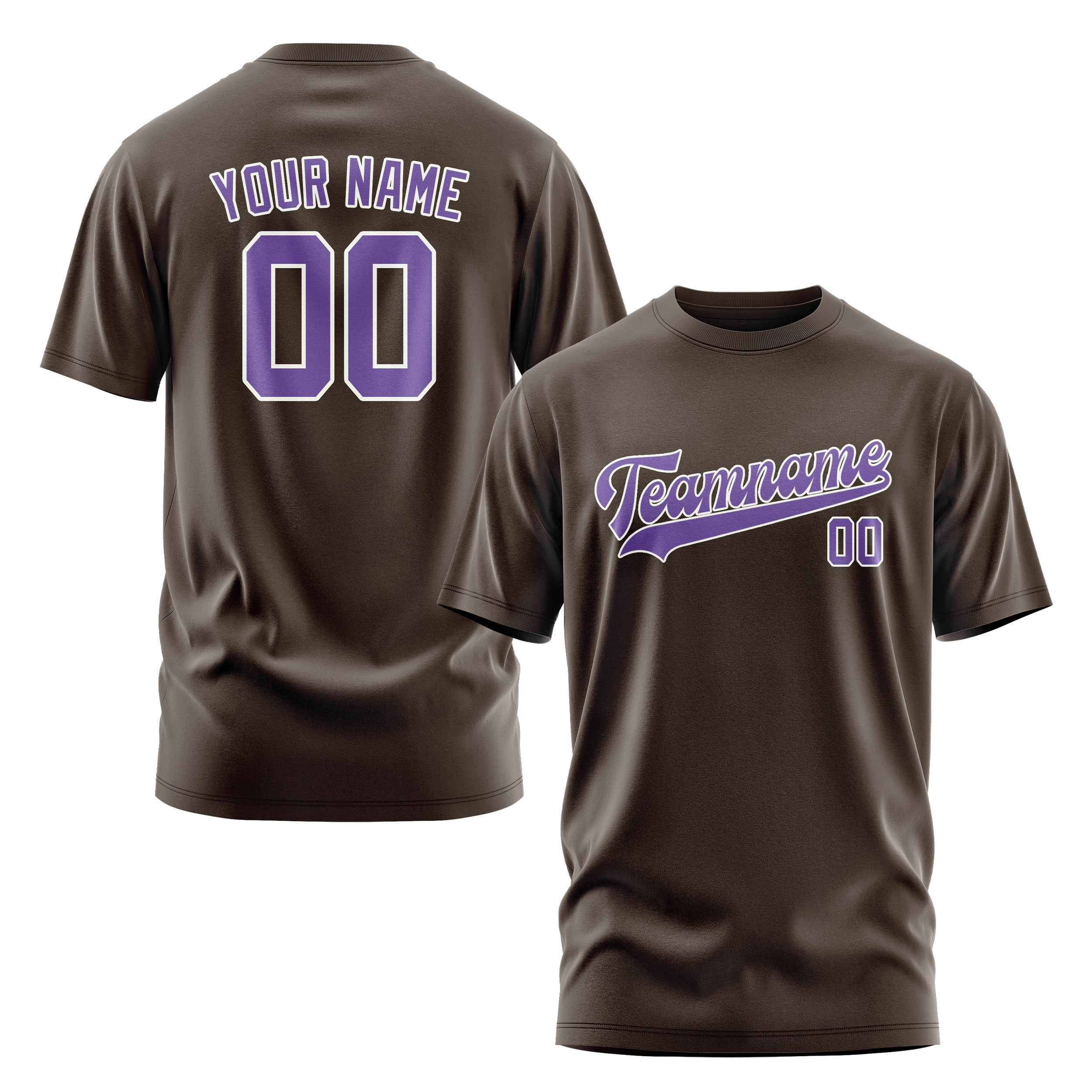 Custom Brown Light Purple T-Shirt