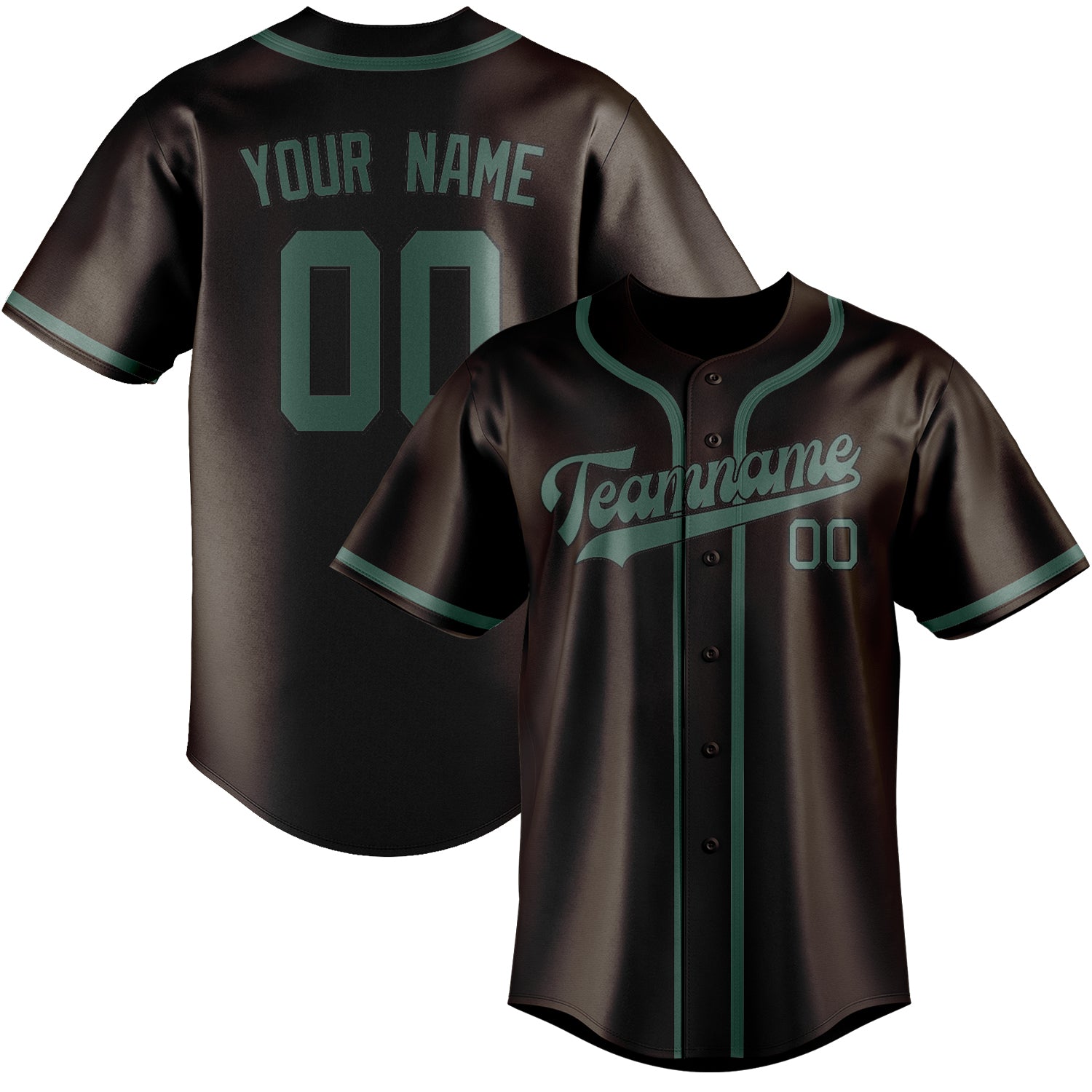 Custom Brown Blue Green Baseball Jersey