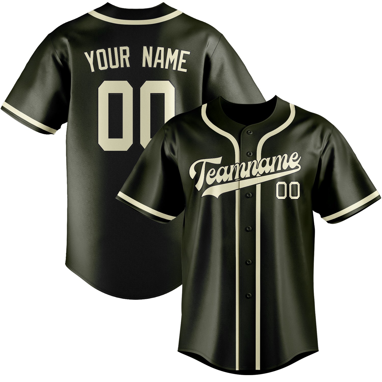 Custom Olive Cream Baseball Jersey
