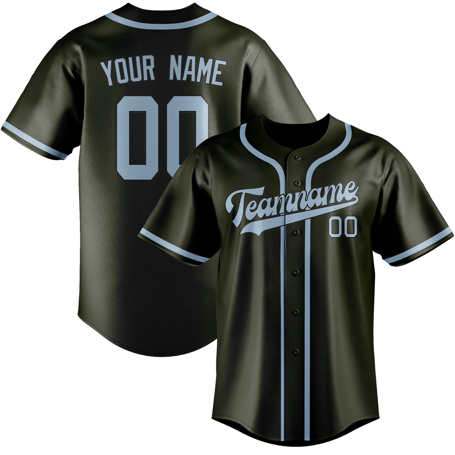 Custom Olive Light Blue Baseball Jersey