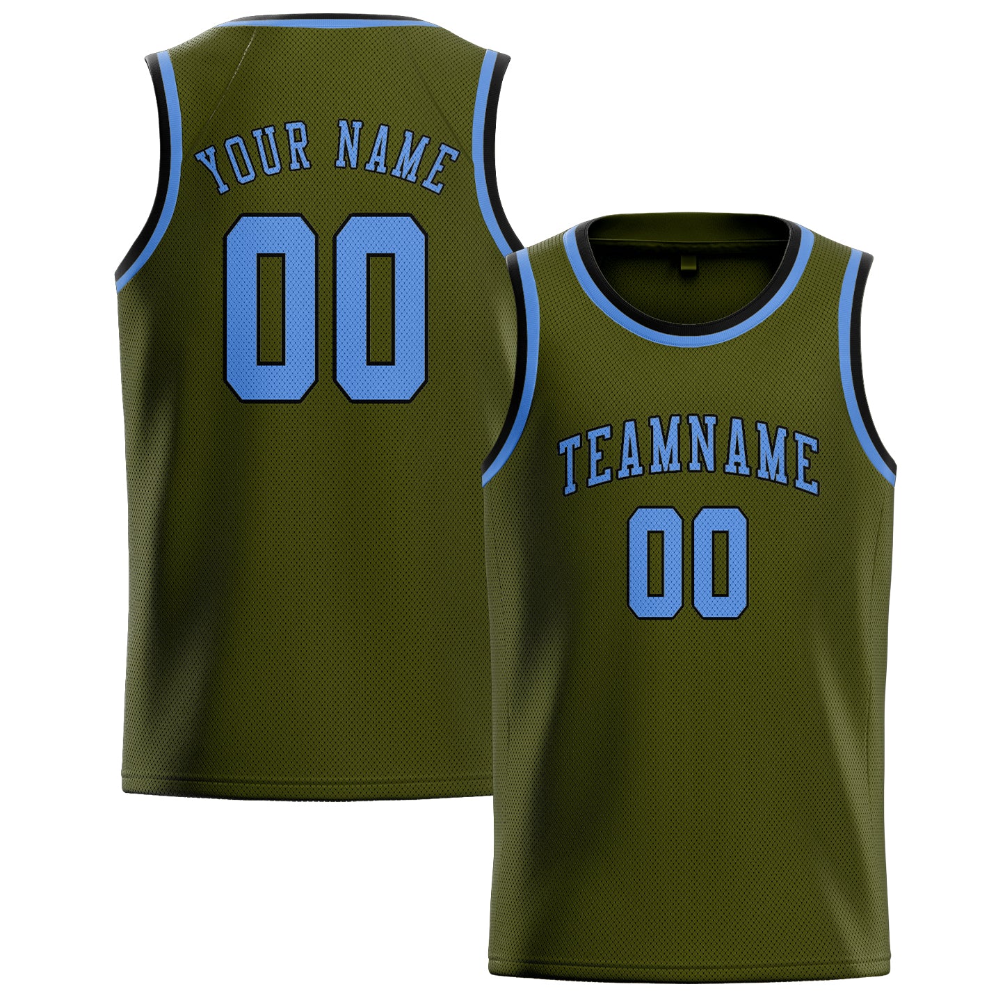 Custom Olive Light Blue Basketball Jersey
