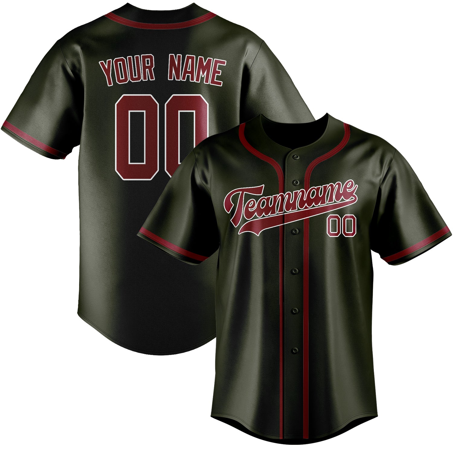 Custom Olive Crimson Red Baseball Jersey