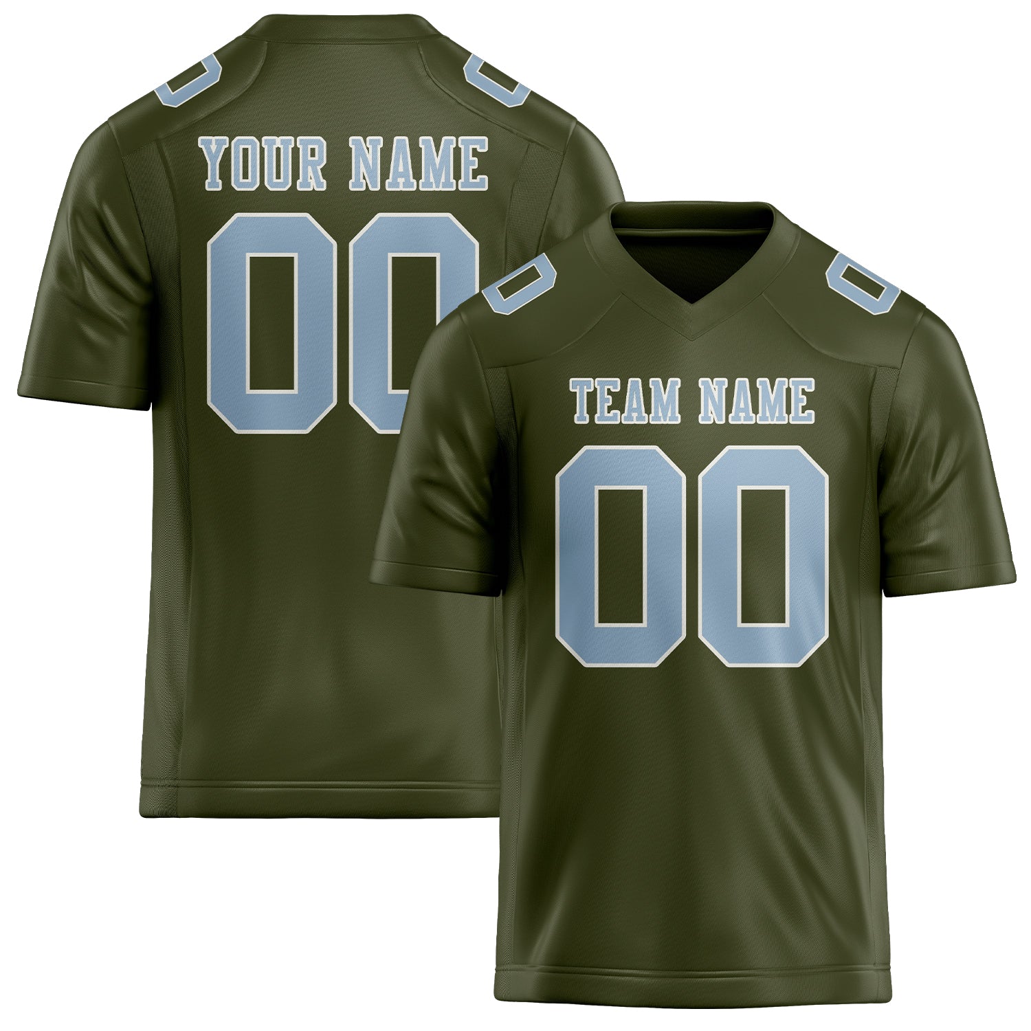 Custom Olive Light Blue Football Jersey