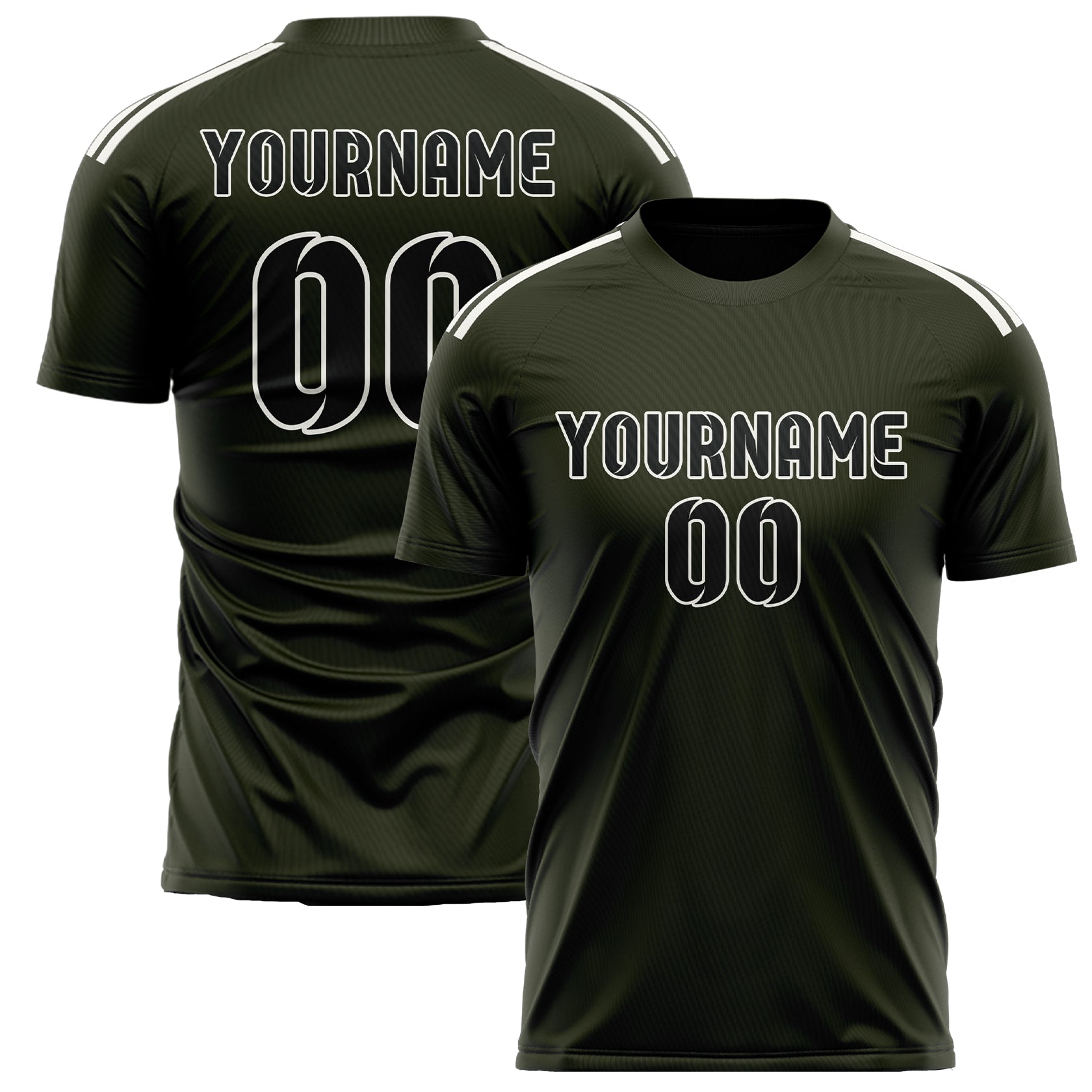 Custom Olive Black Soccer Jersey