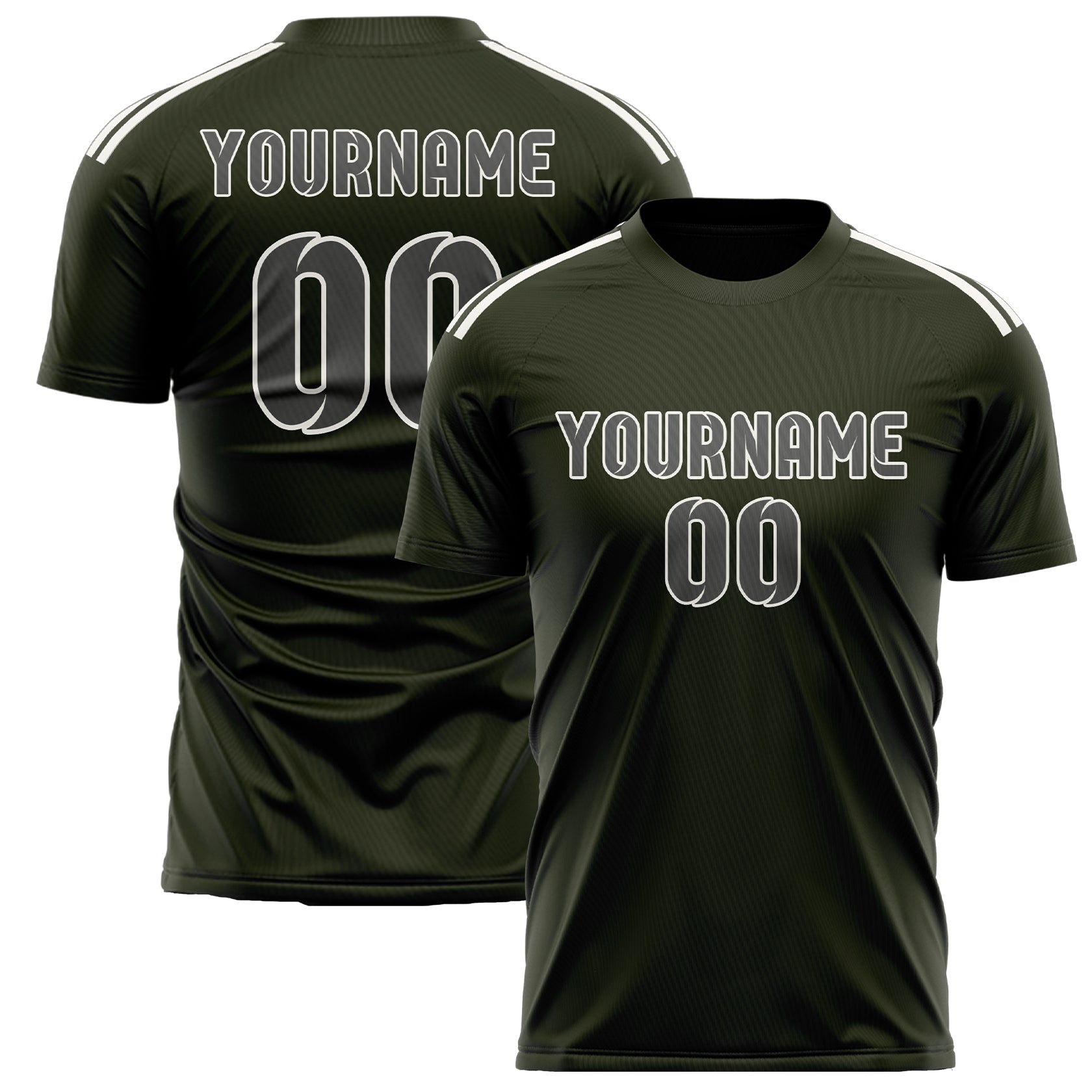 Custom Olive Dark Grey Soccer Jersey