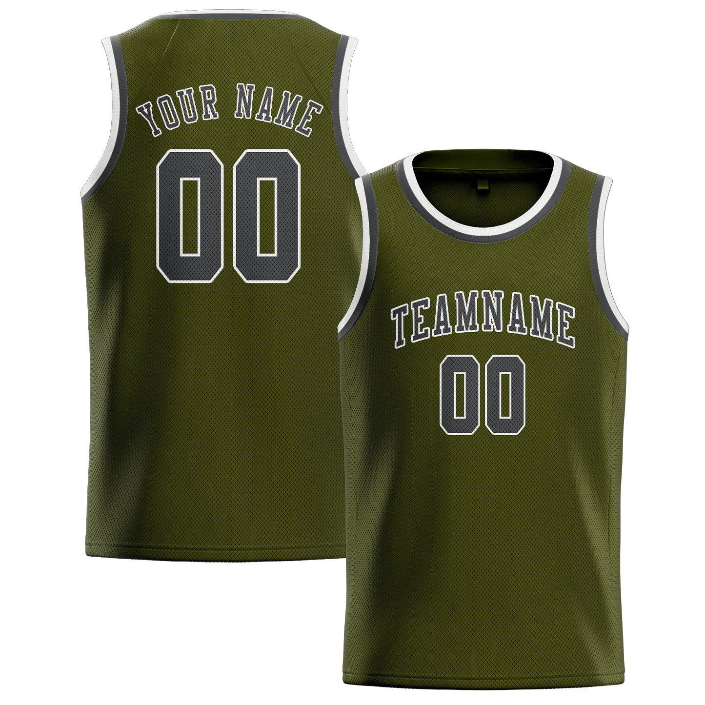 Custom Olive Dark Grey Basketball Jersey