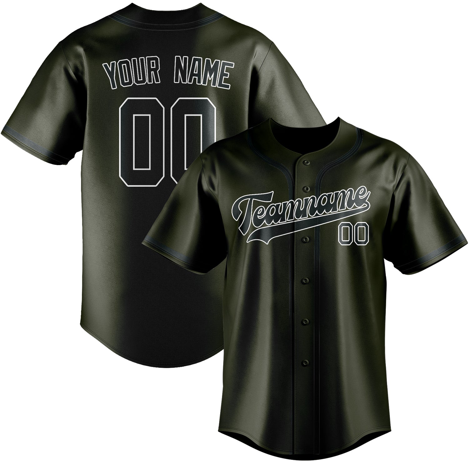 Custom Olive Dark Grey Baseball Jersey
