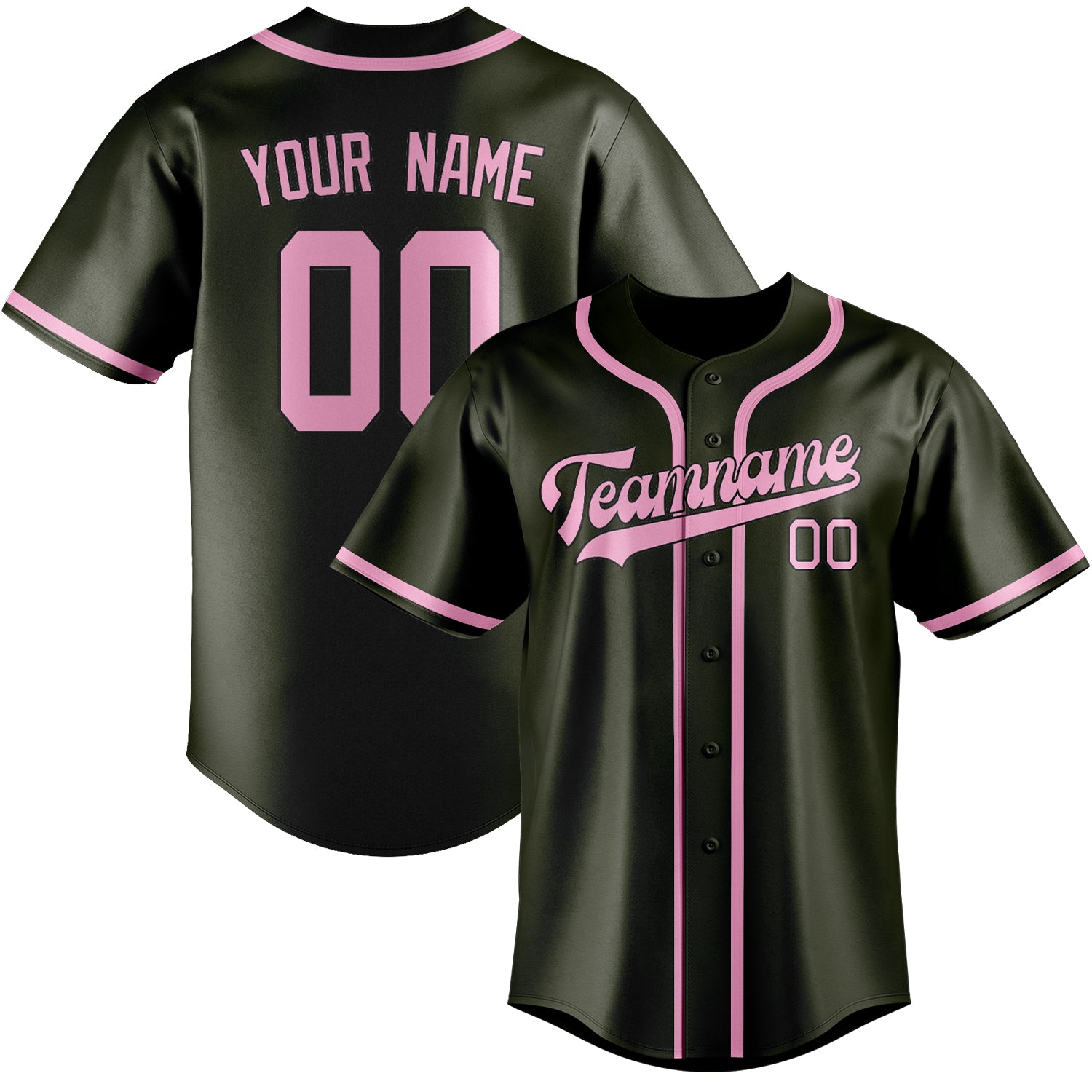 Custom Olive Light Pink Baseball Jersey