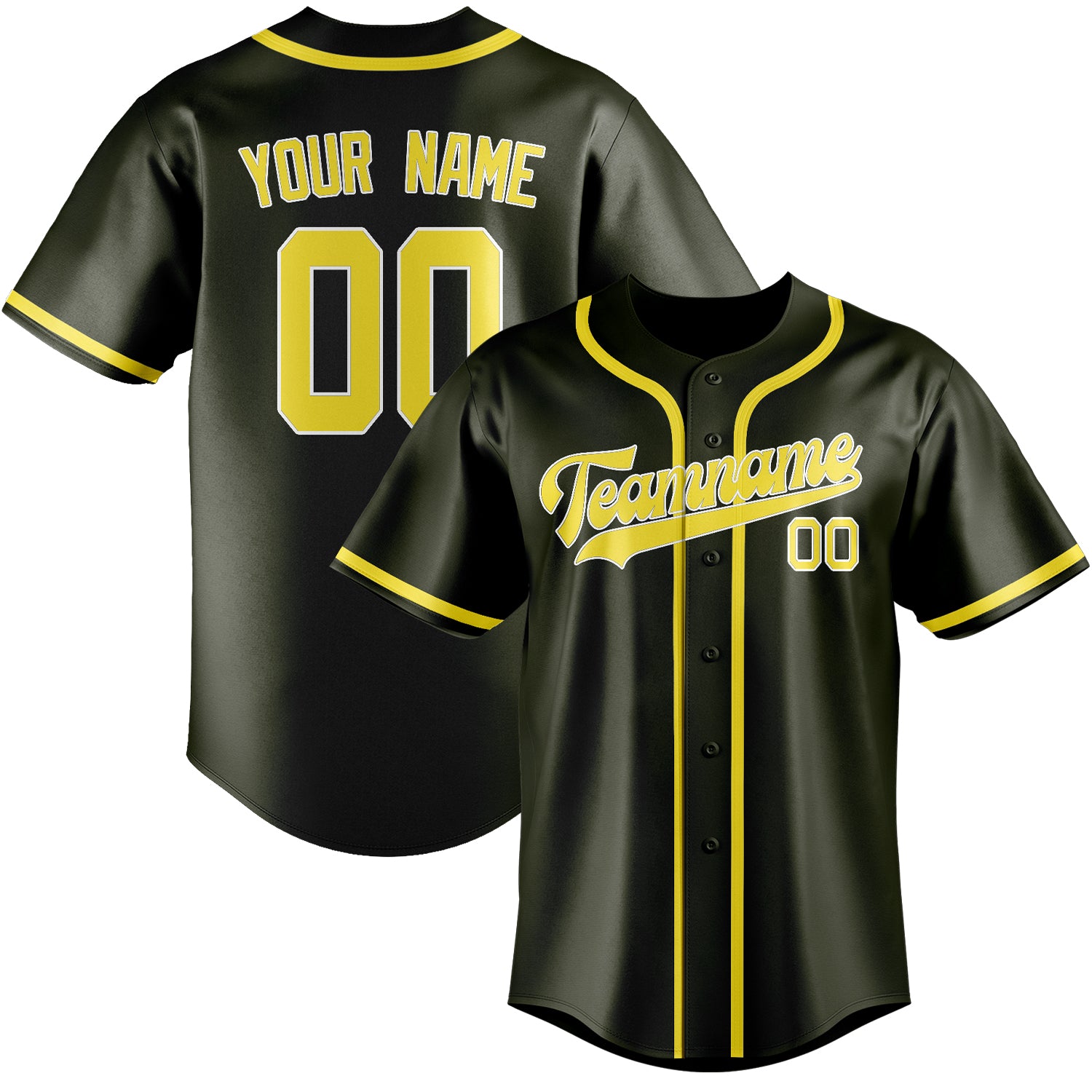Custom Olive Light Yellow Baseball Jersey