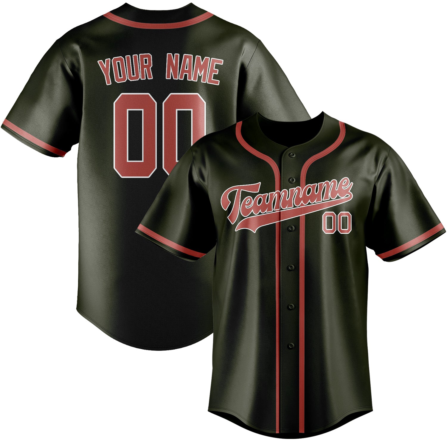 Custom Olive Copper Rose Baseball Jersey