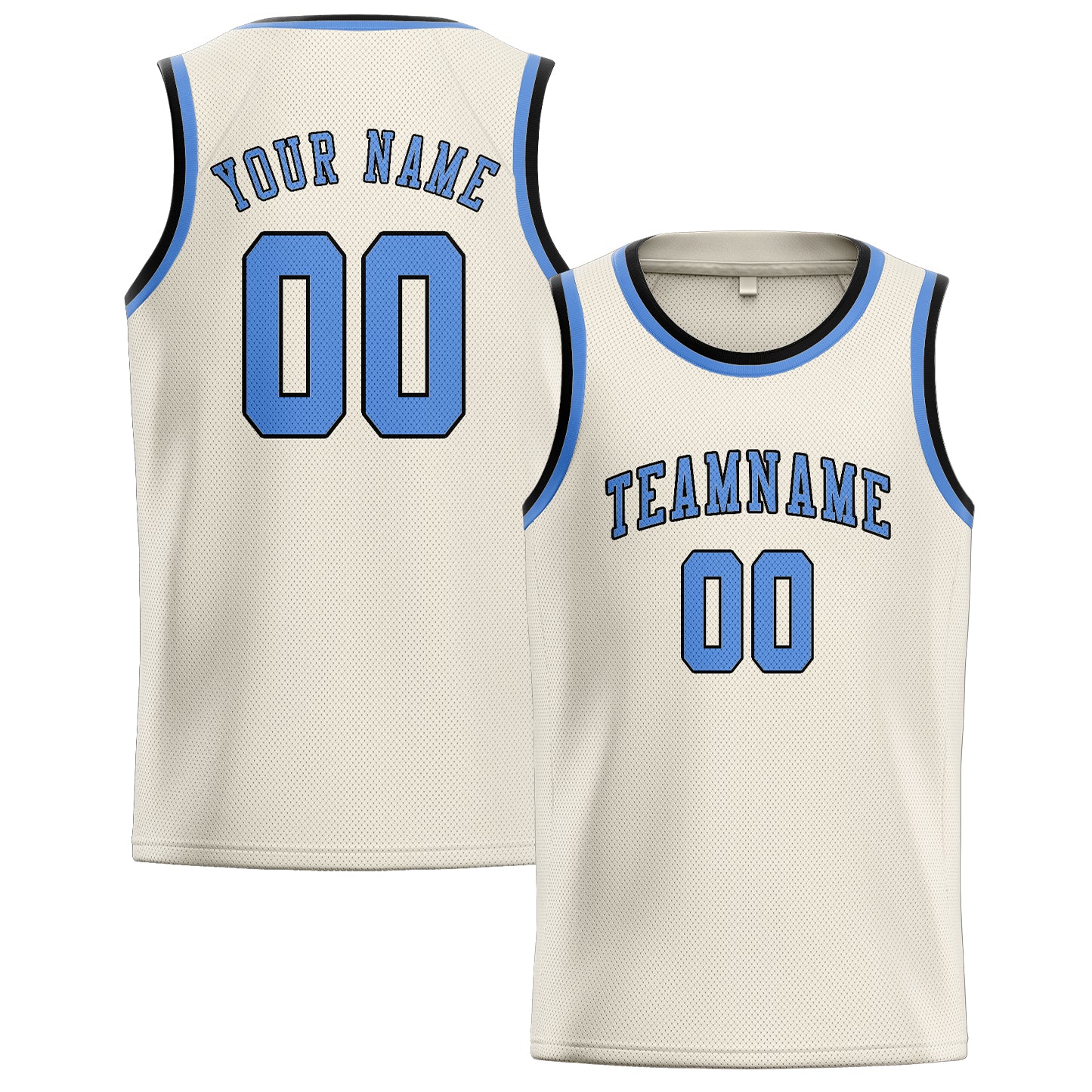 Custom Cream Light Blue Basketball Jersey