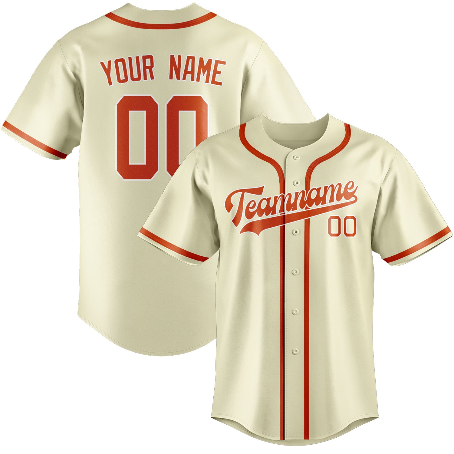 Custom Cream Orange Red Baseball Jersey