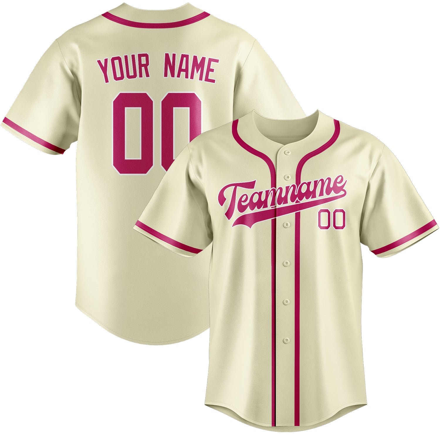 Custom Cream Pink Baseball Jersey