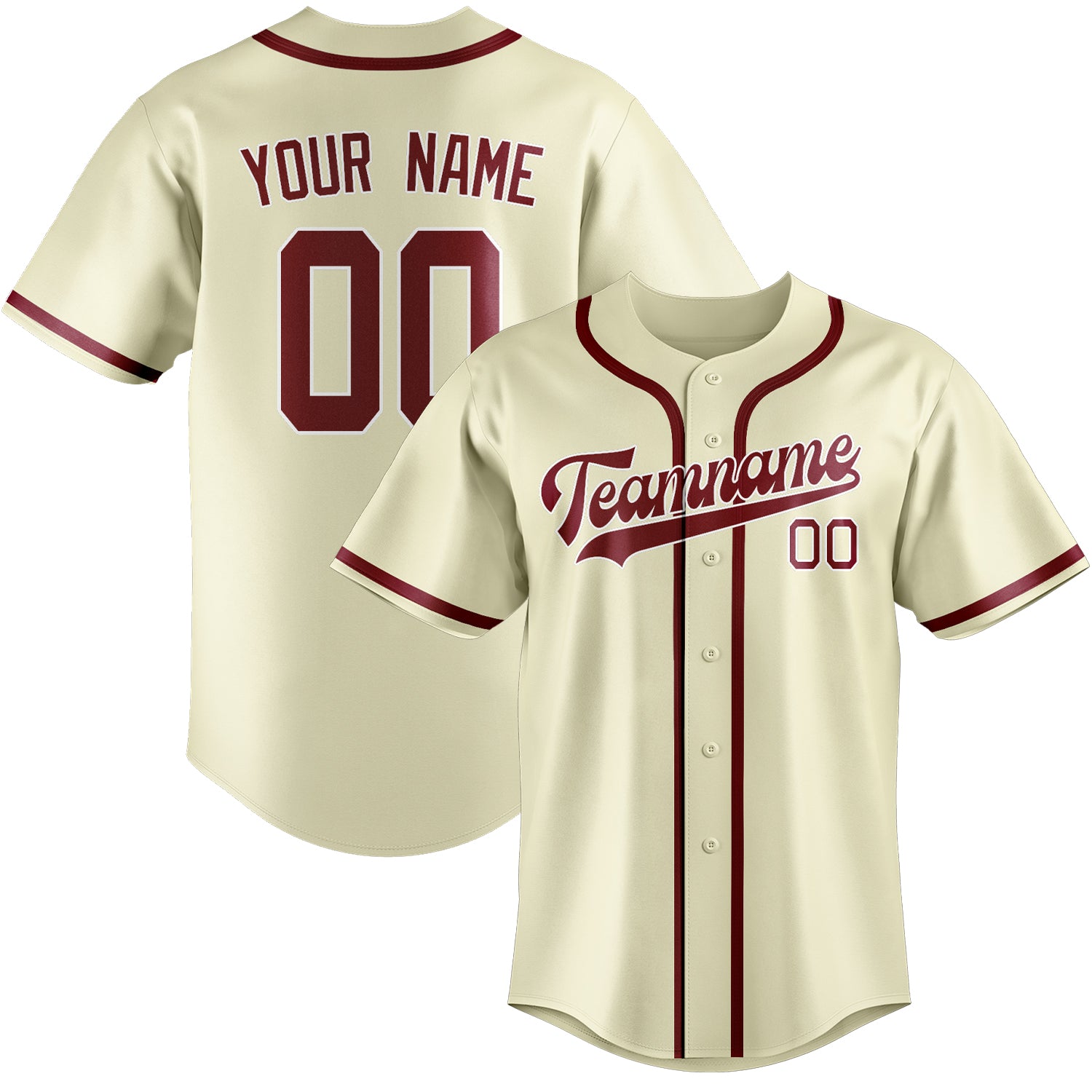 Custom Cream Crimson Red Baseball Jersey