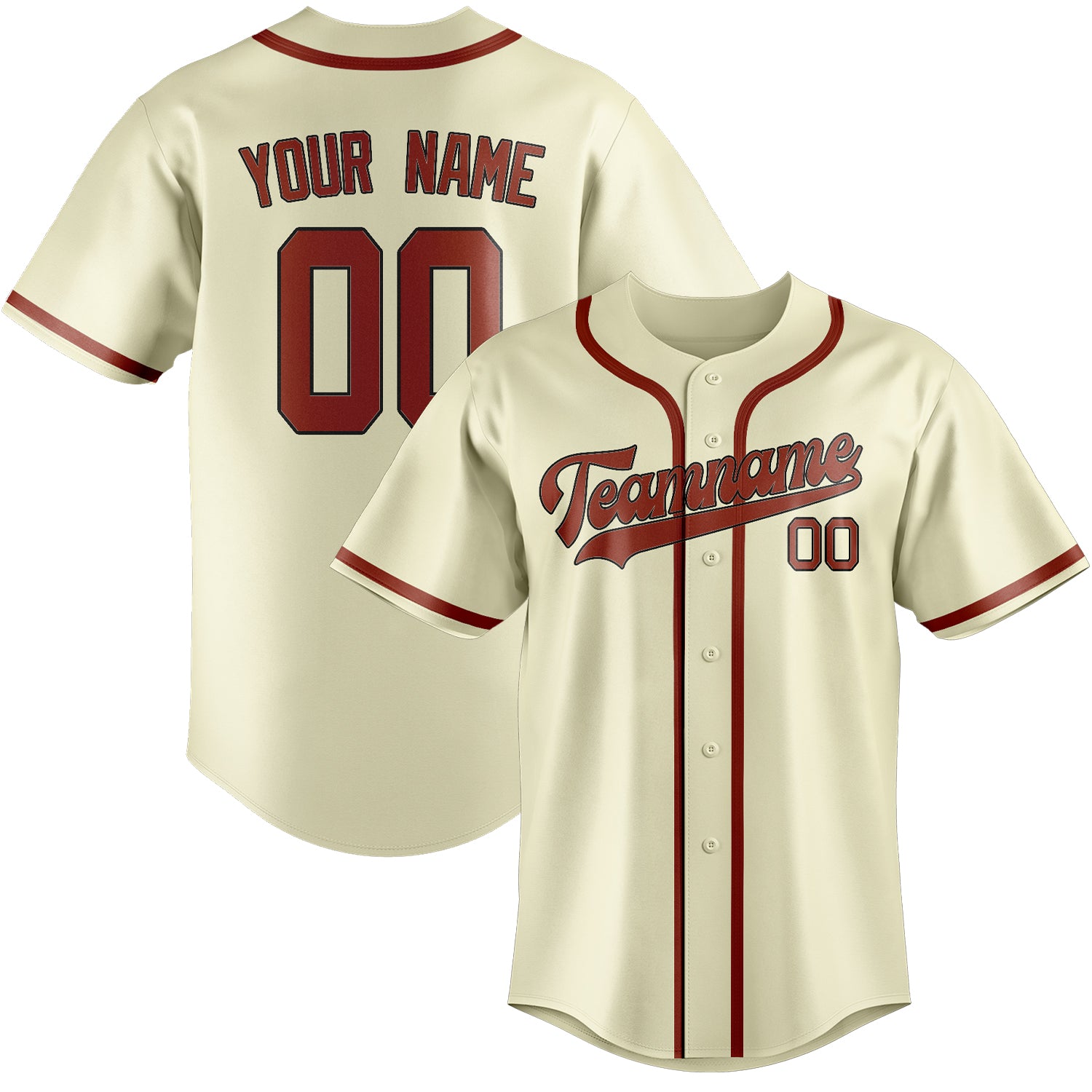 Custom Cream Coral Red Baseball Jersey