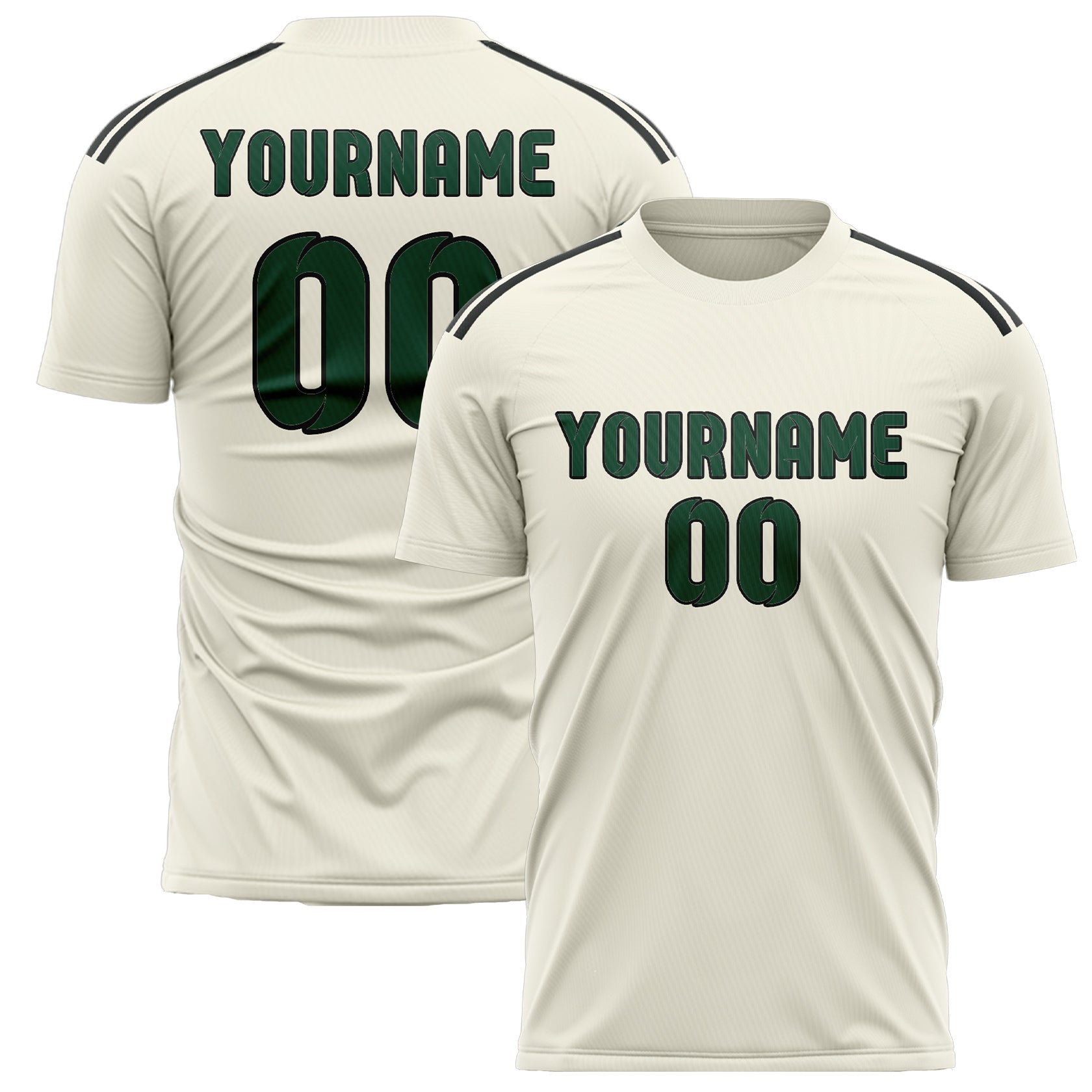 Custom Cream Green Soccer Jersey