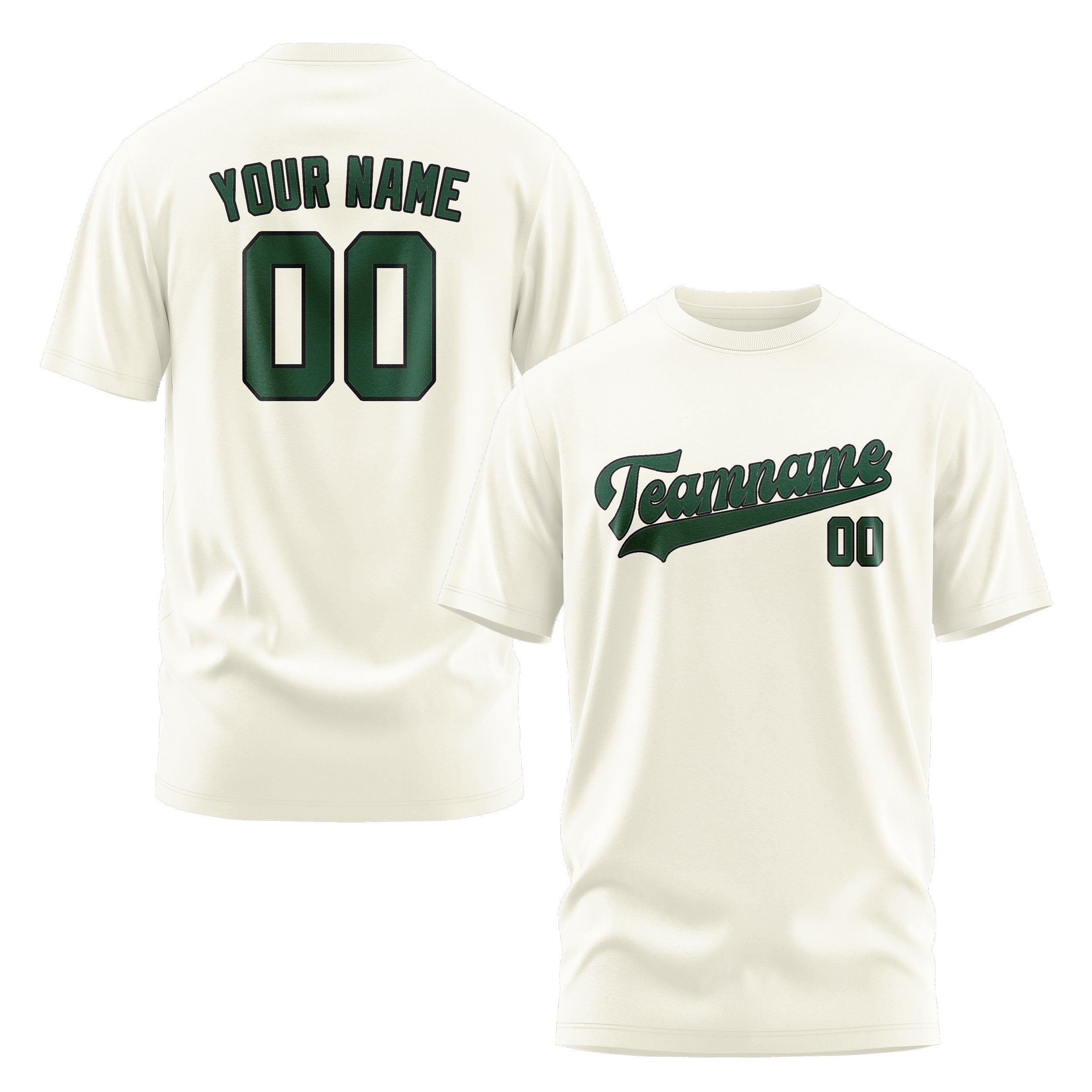 Custom Cream Green T-Shirt