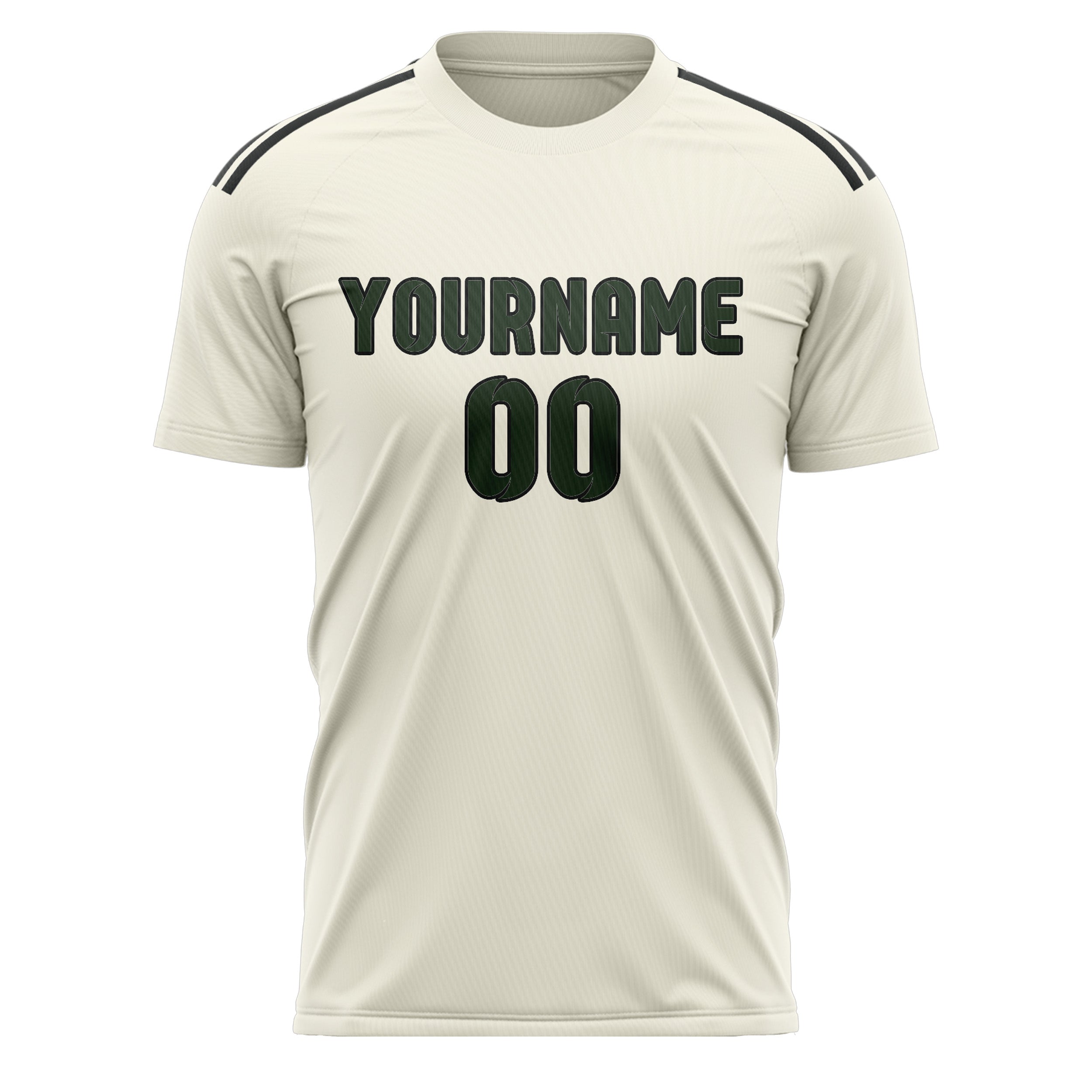 Custom Cream Dark Green Soccer Jersey