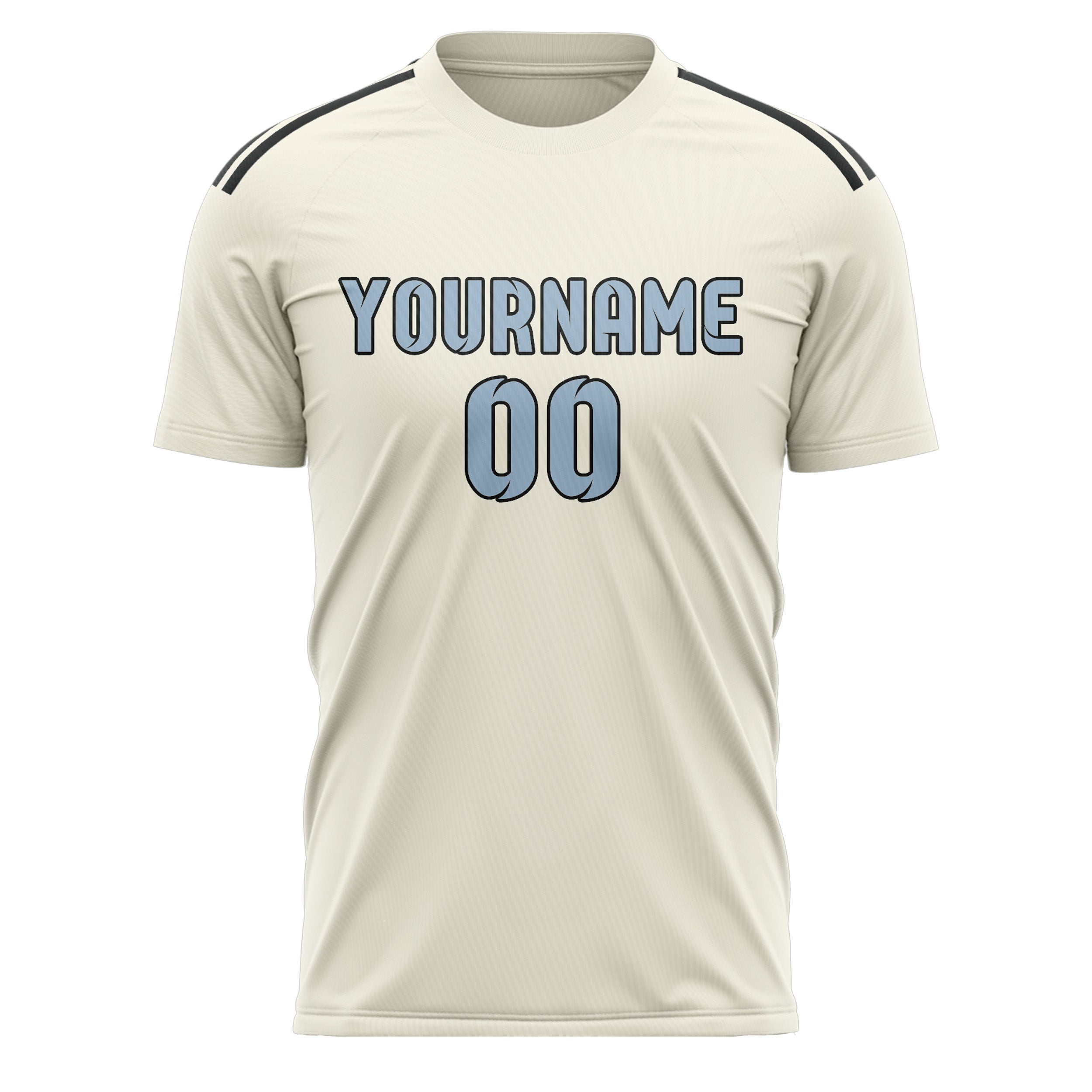 Custom Cream Light Blue Soccer Jersey