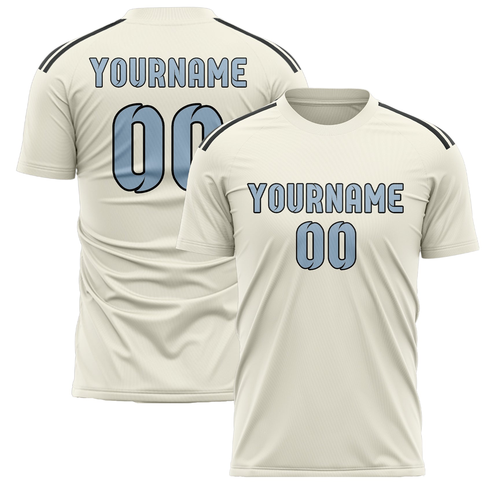 Custom Cream Light Blue Soccer Jersey