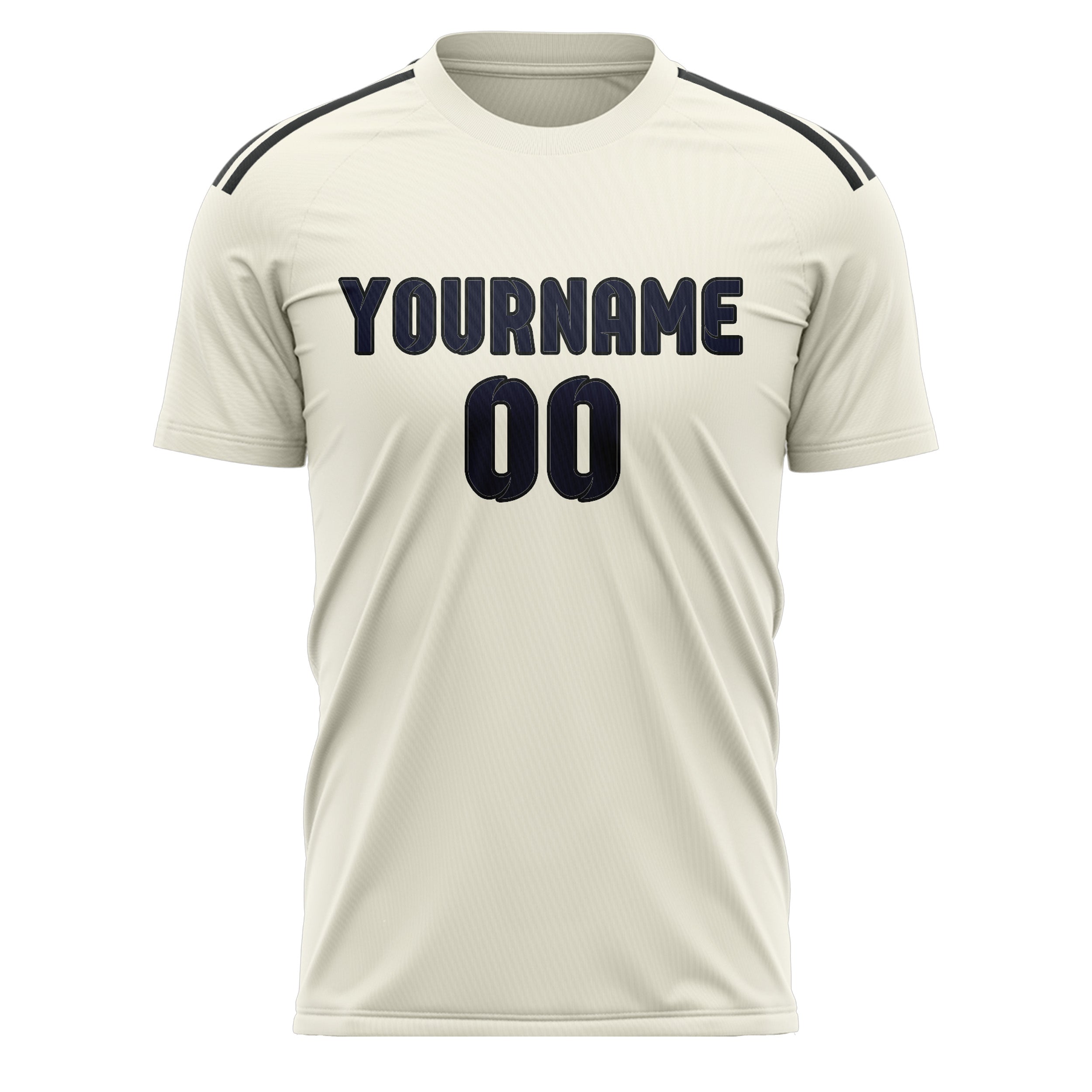 Custom Cream Navy Soccer Jersey