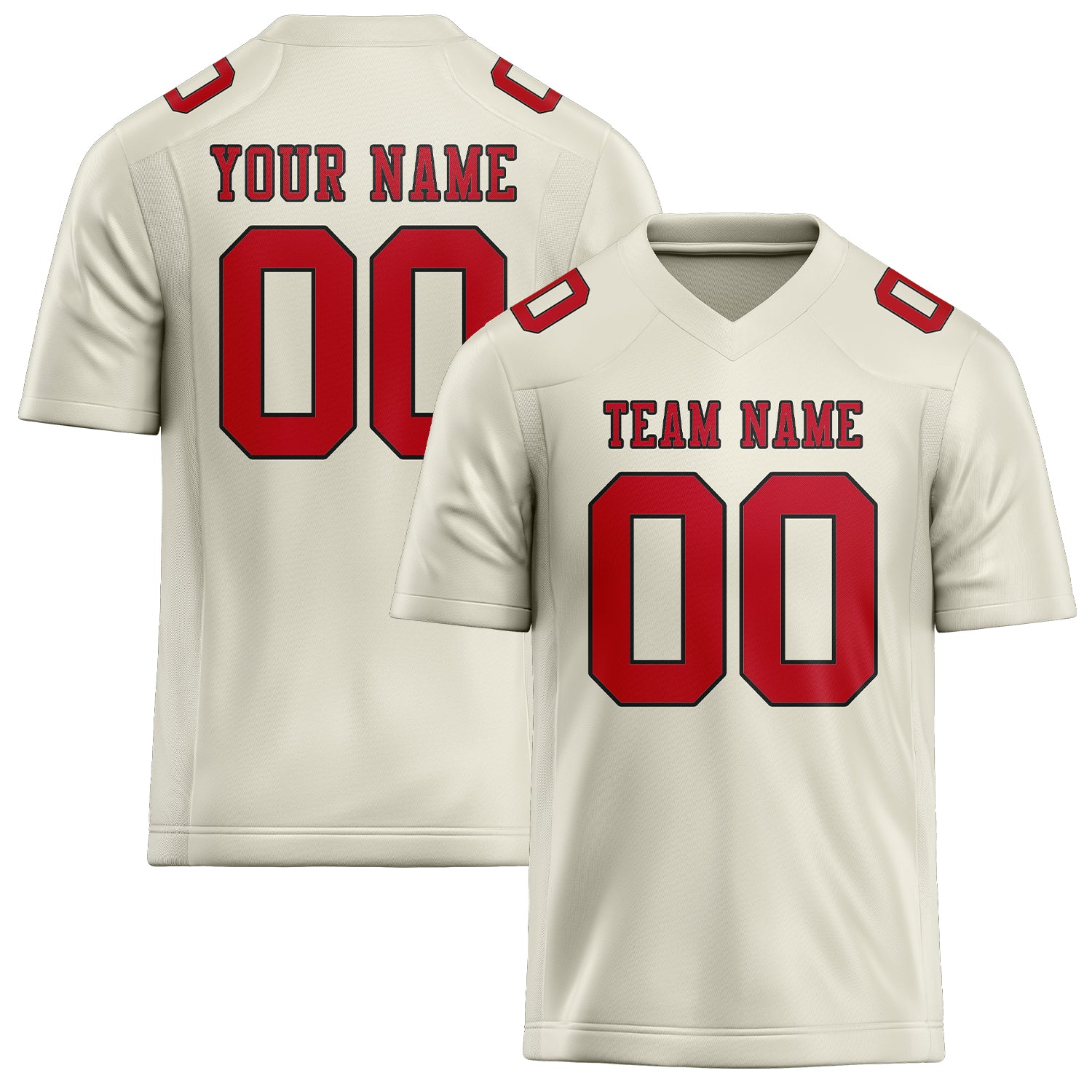 Custom Cream Red Football Jersey