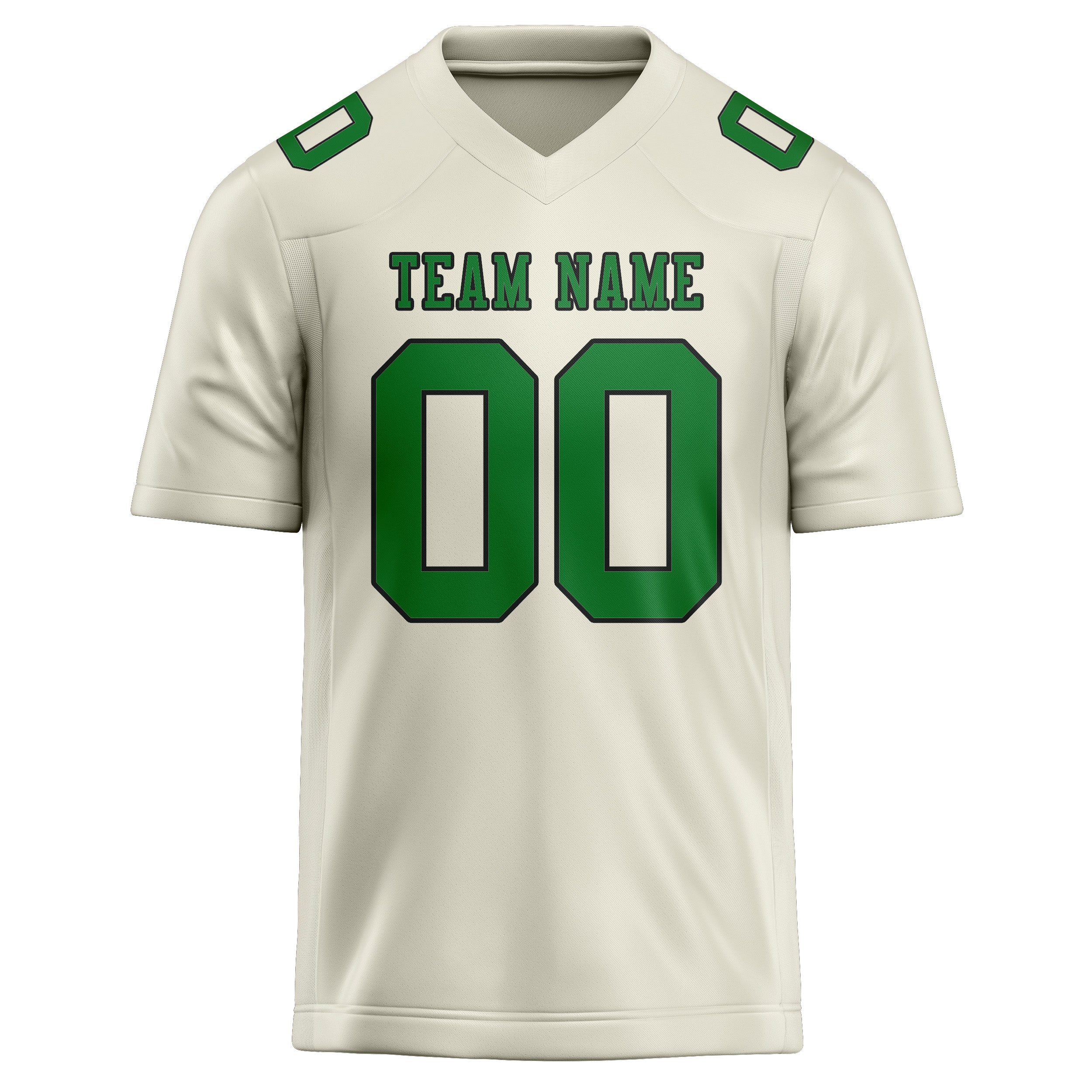 Custom Cream Emerald Green Football Jersey