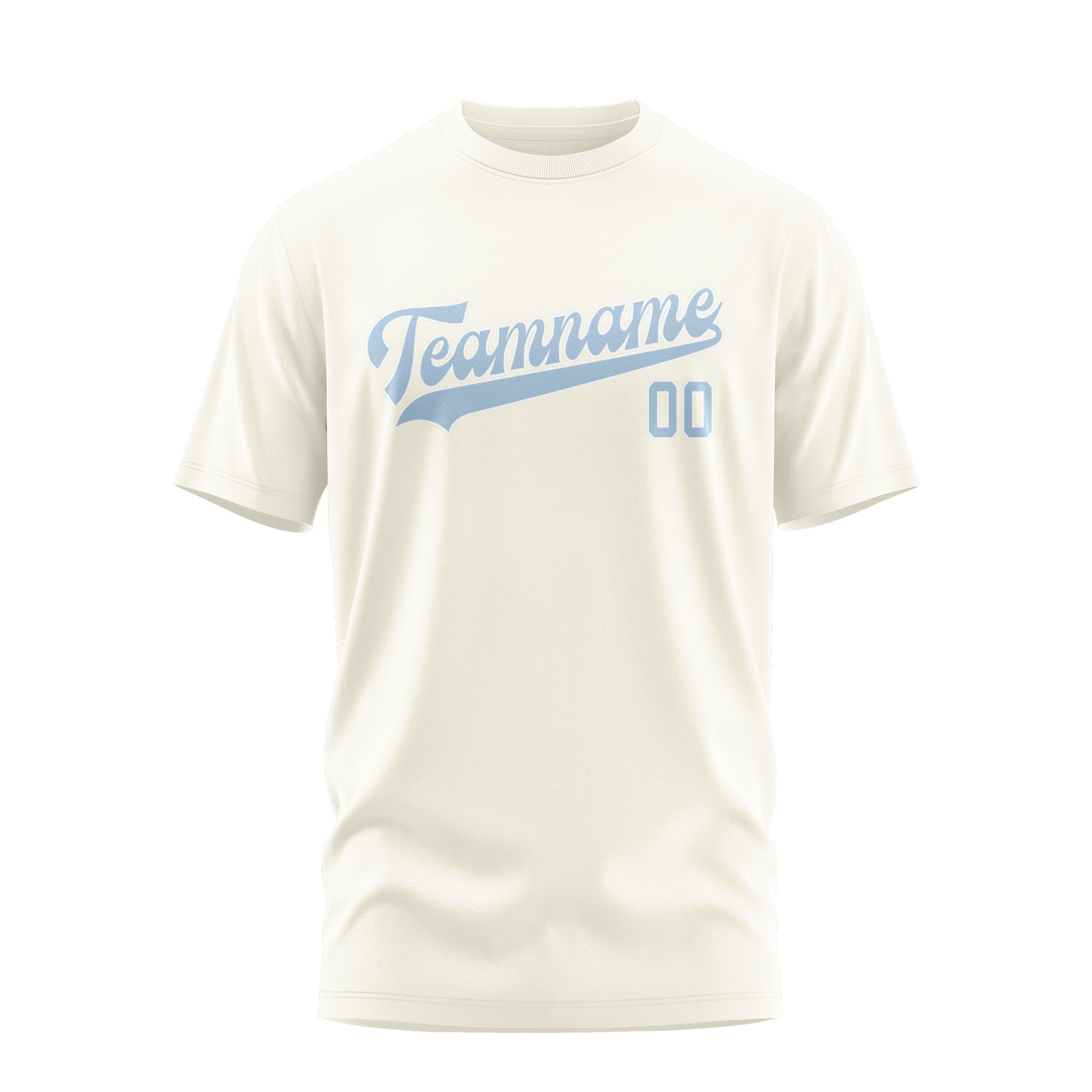 Custom Cream Light Blue T-Shirt