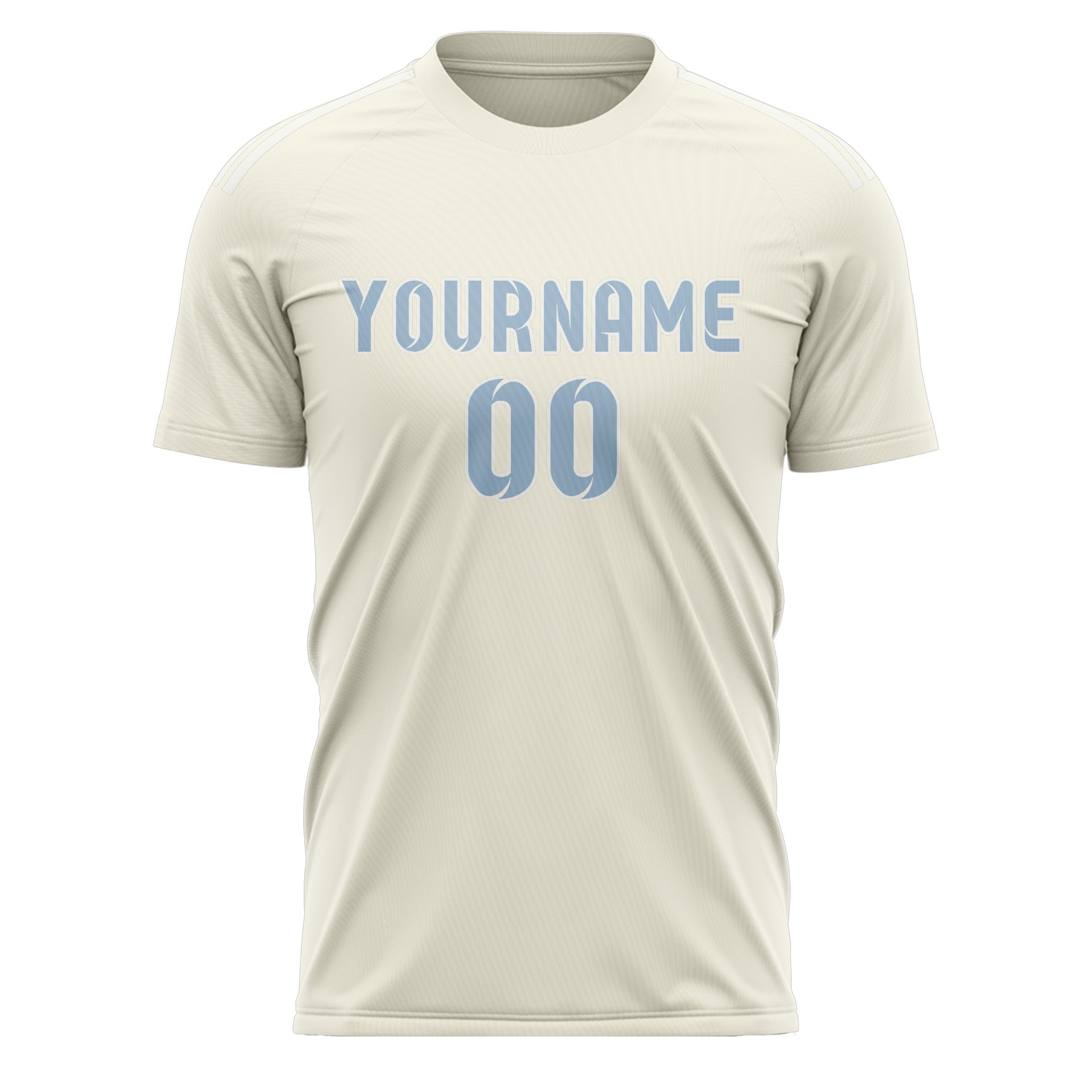 Custom Cream Light Blue Soccer Jersey