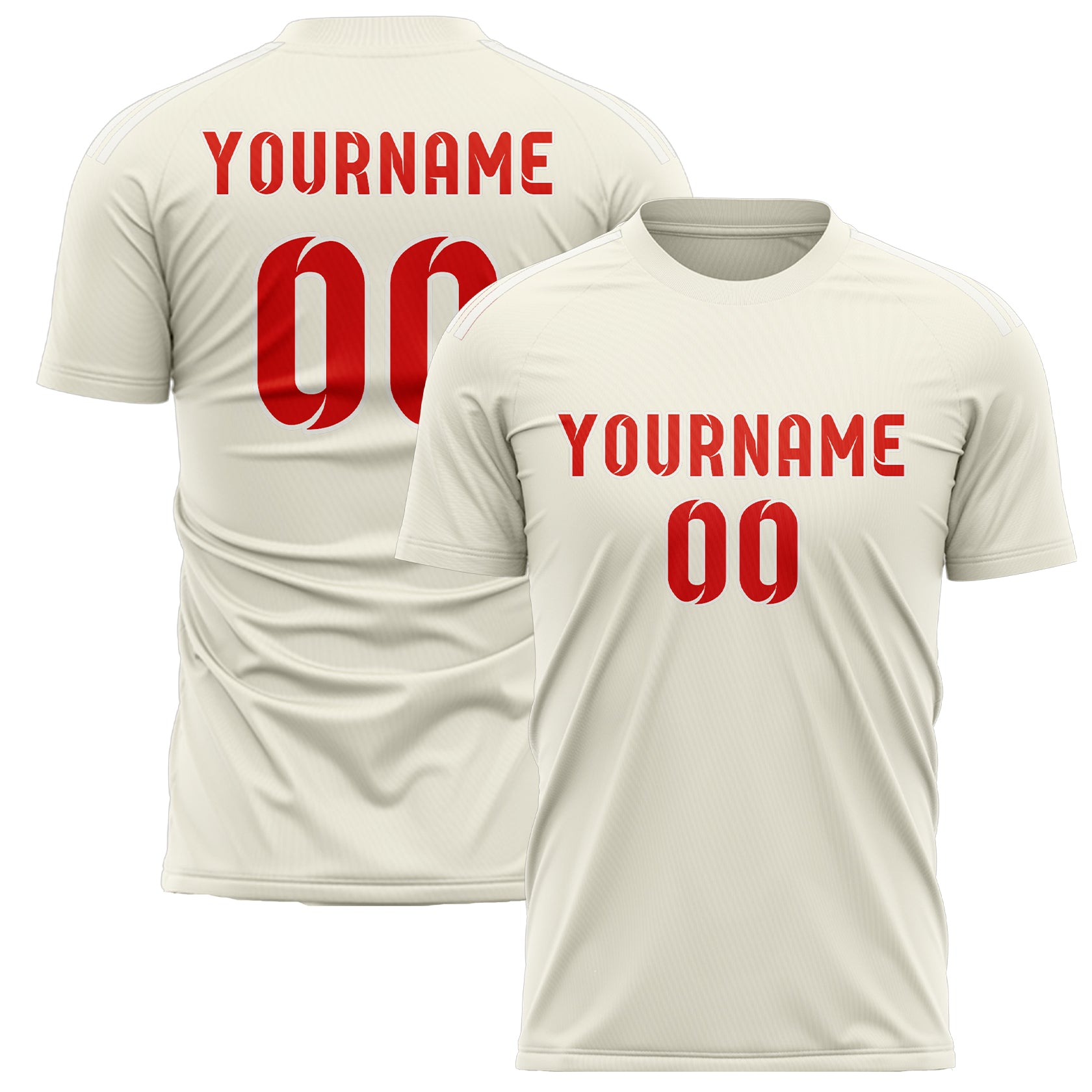 Custom Cream Orange Red Soccer Jersey