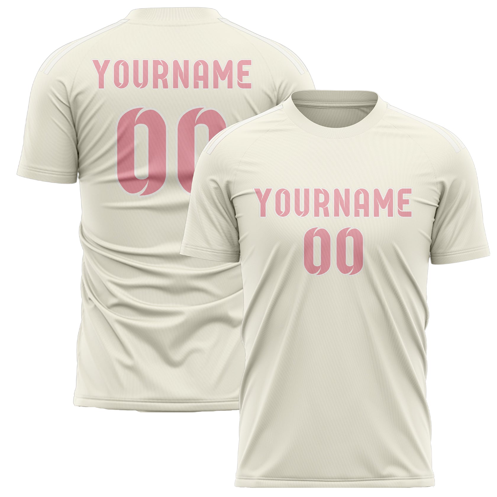Custom Cream Light Pink Soccer Jersey