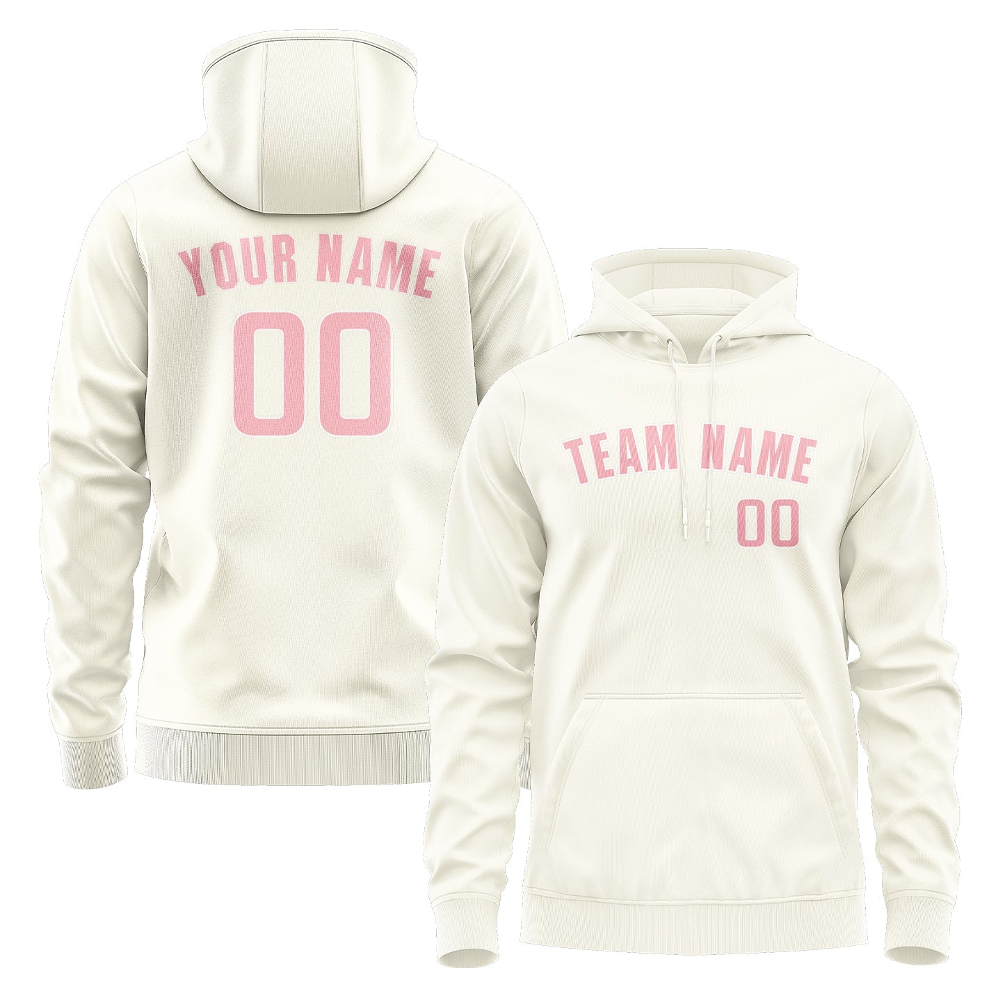 Custom Cream Light Pink Hoodie