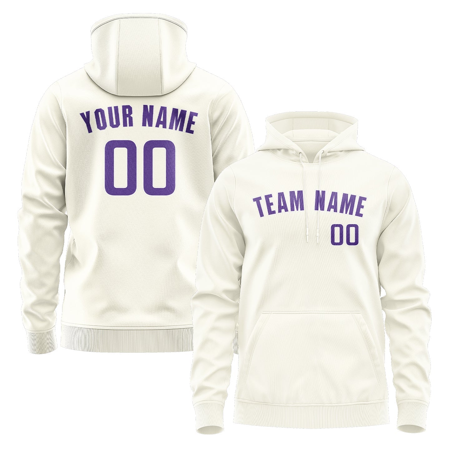 Custom Cream Light Purple Hoodie