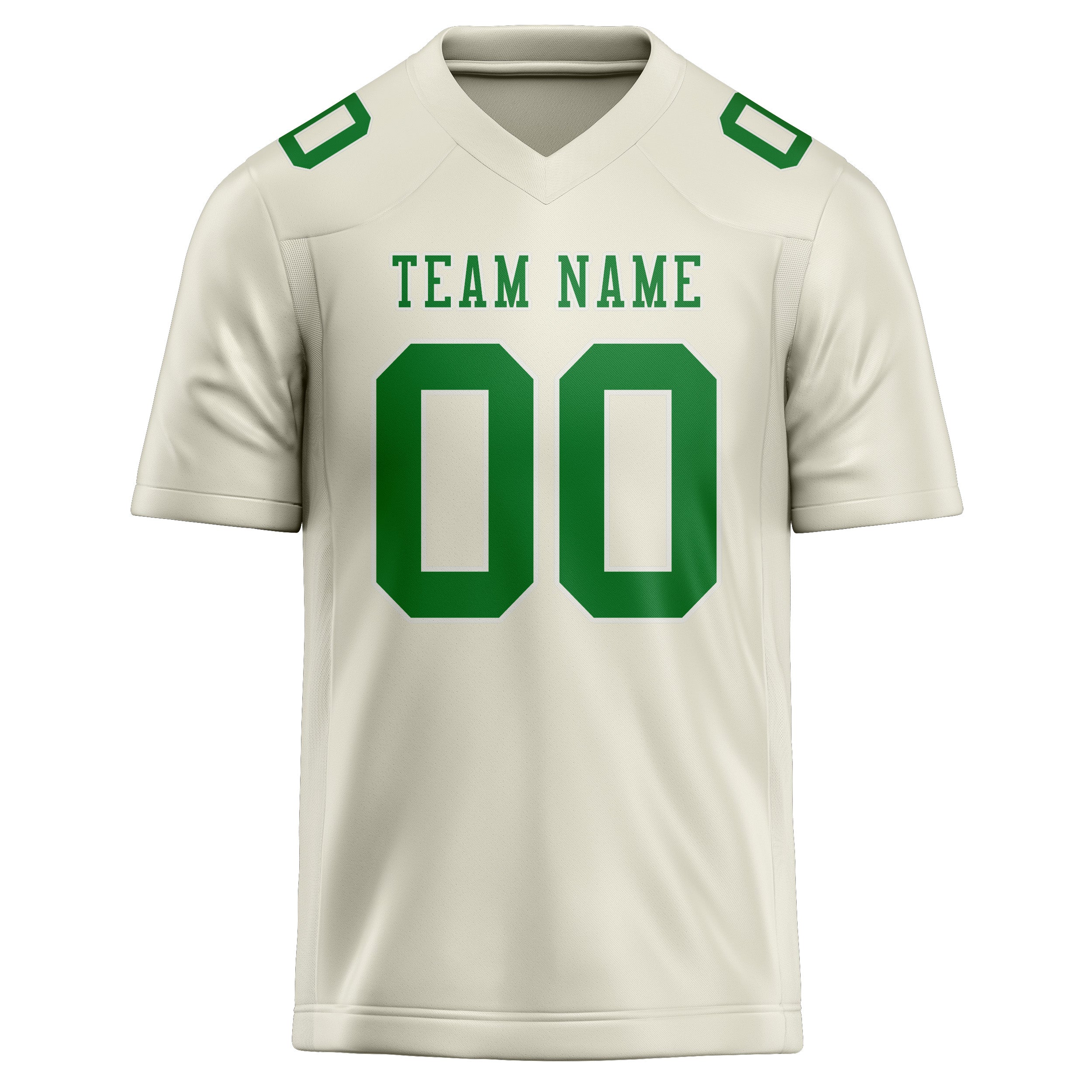 Custom Cream Emerald Green Football Jersey