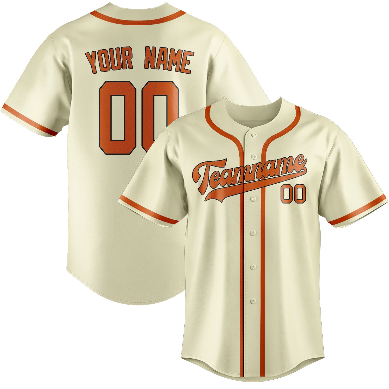 Custom Cream Orange Baseball Jersey