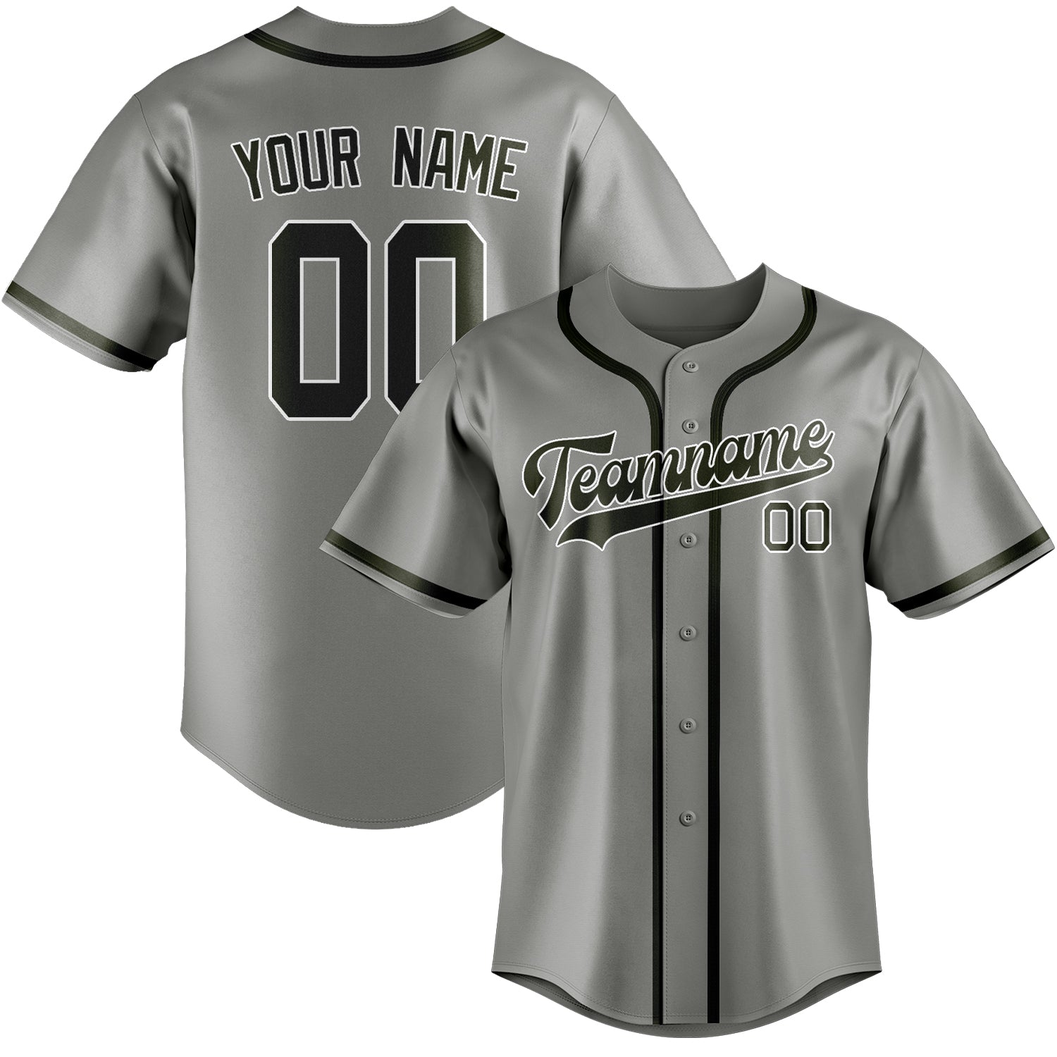 Custom Gray Olive Baseball Jersey