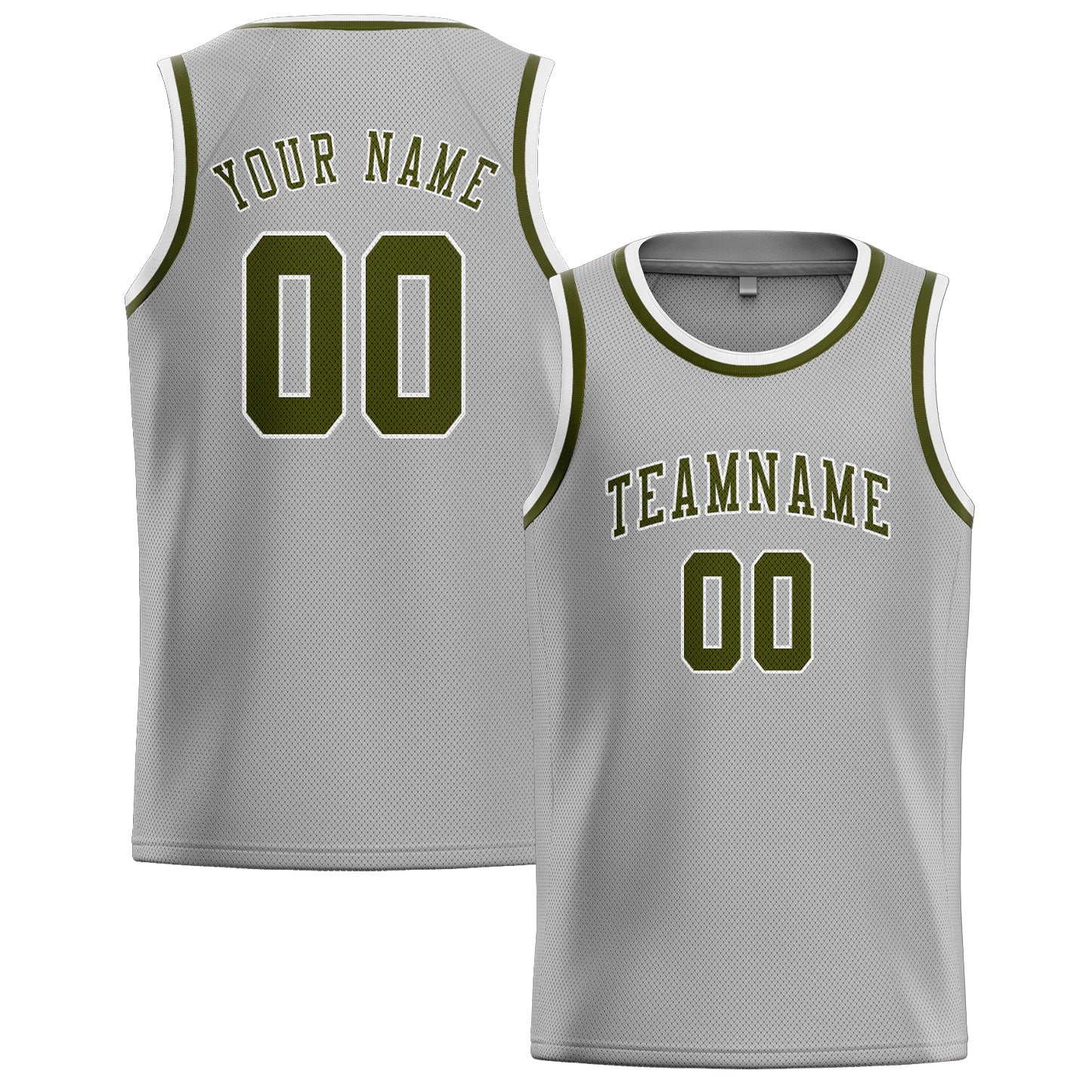 Custom Gray Olive Basketball Jersey