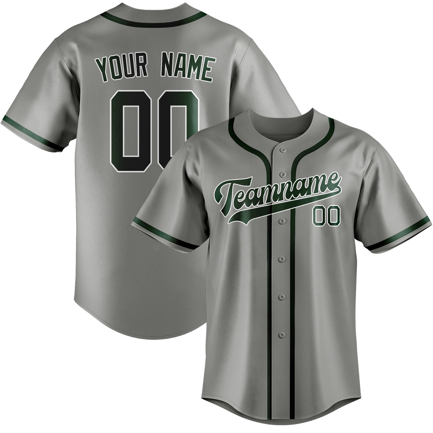 Custom Gray Green Baseball Jersey