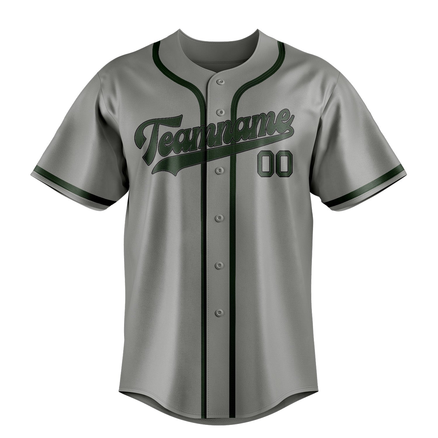Custom Gray Dark Green Baseball Jersey