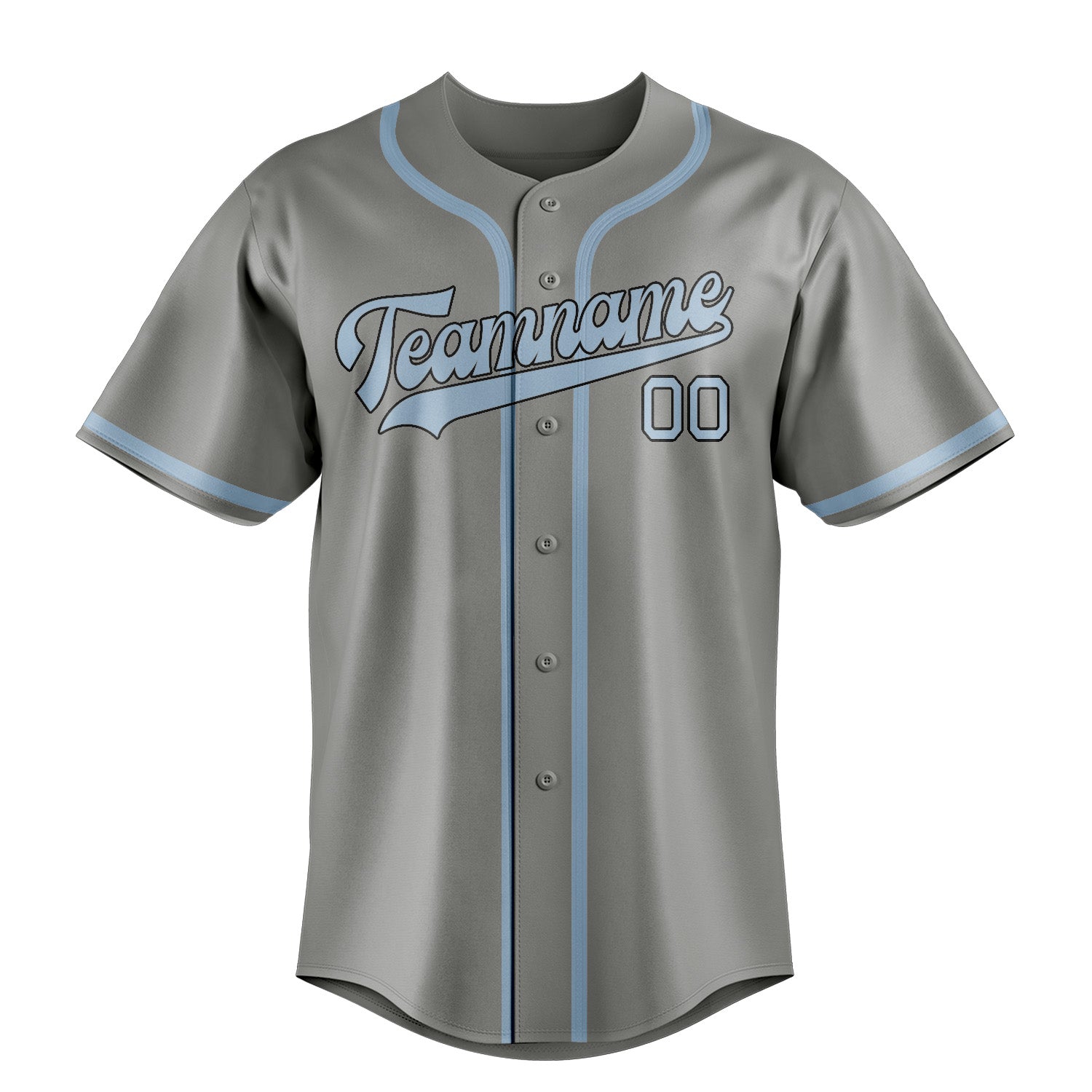 Custom Gray Light Blue Baseball Jersey