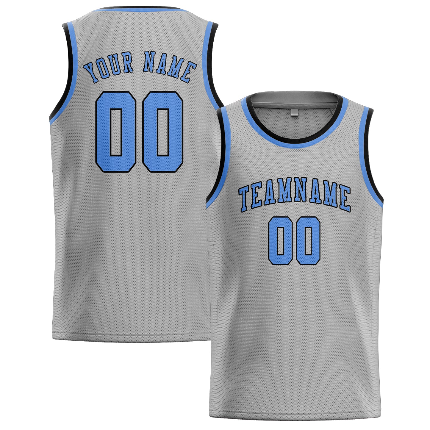 Custom Gray Light Blue Basketball Jersey