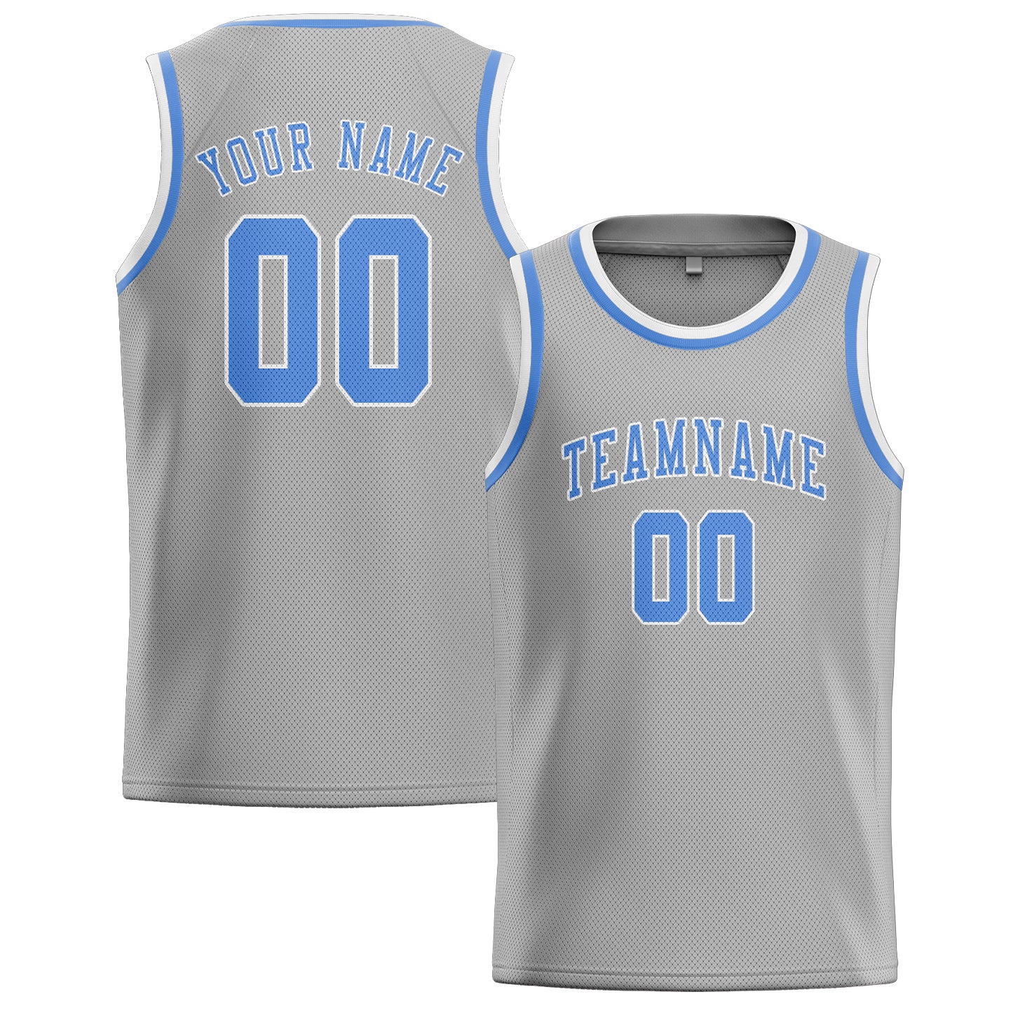 Custom Gray Light Blue Basketball Jersey