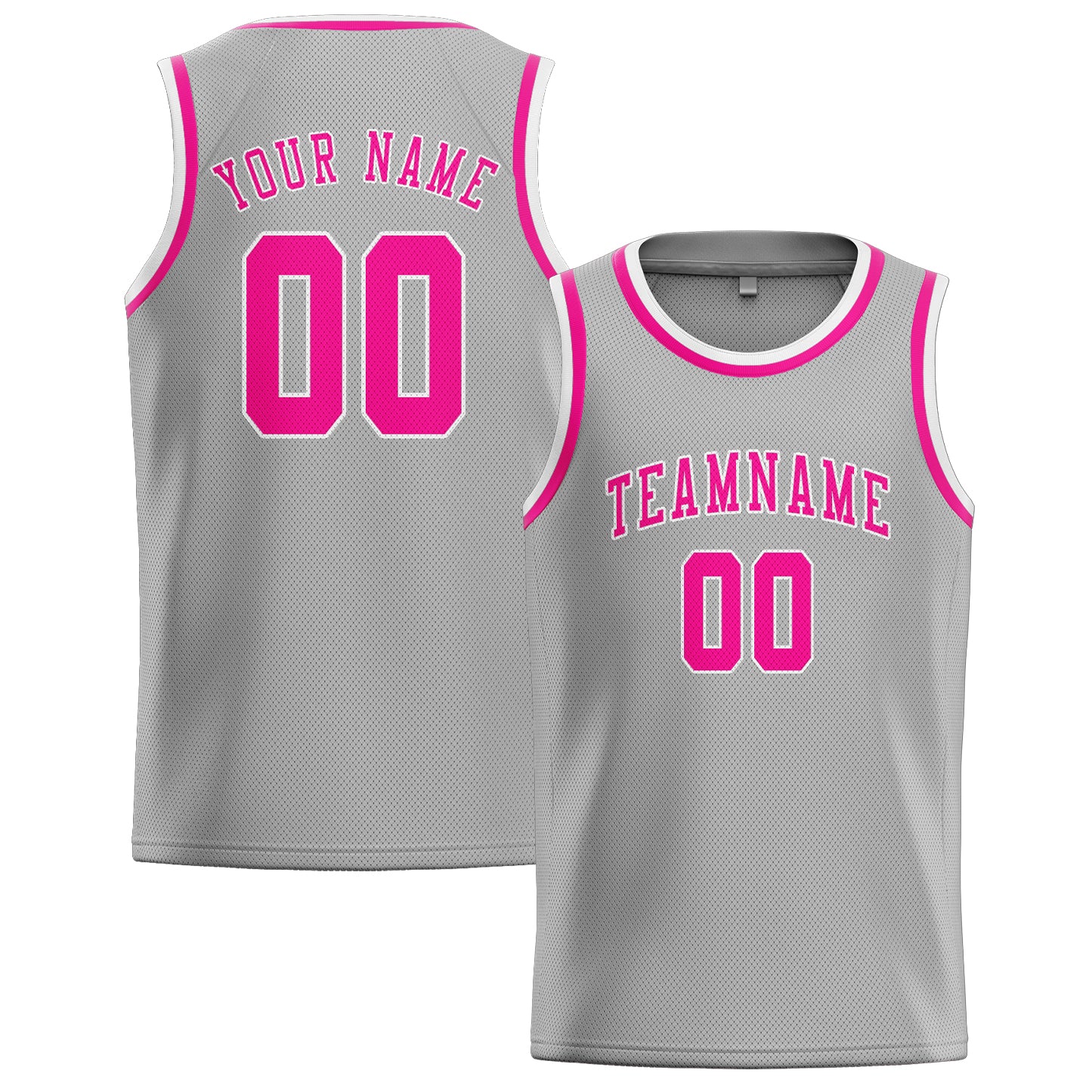 Custom Gray Pink Basketball Jersey